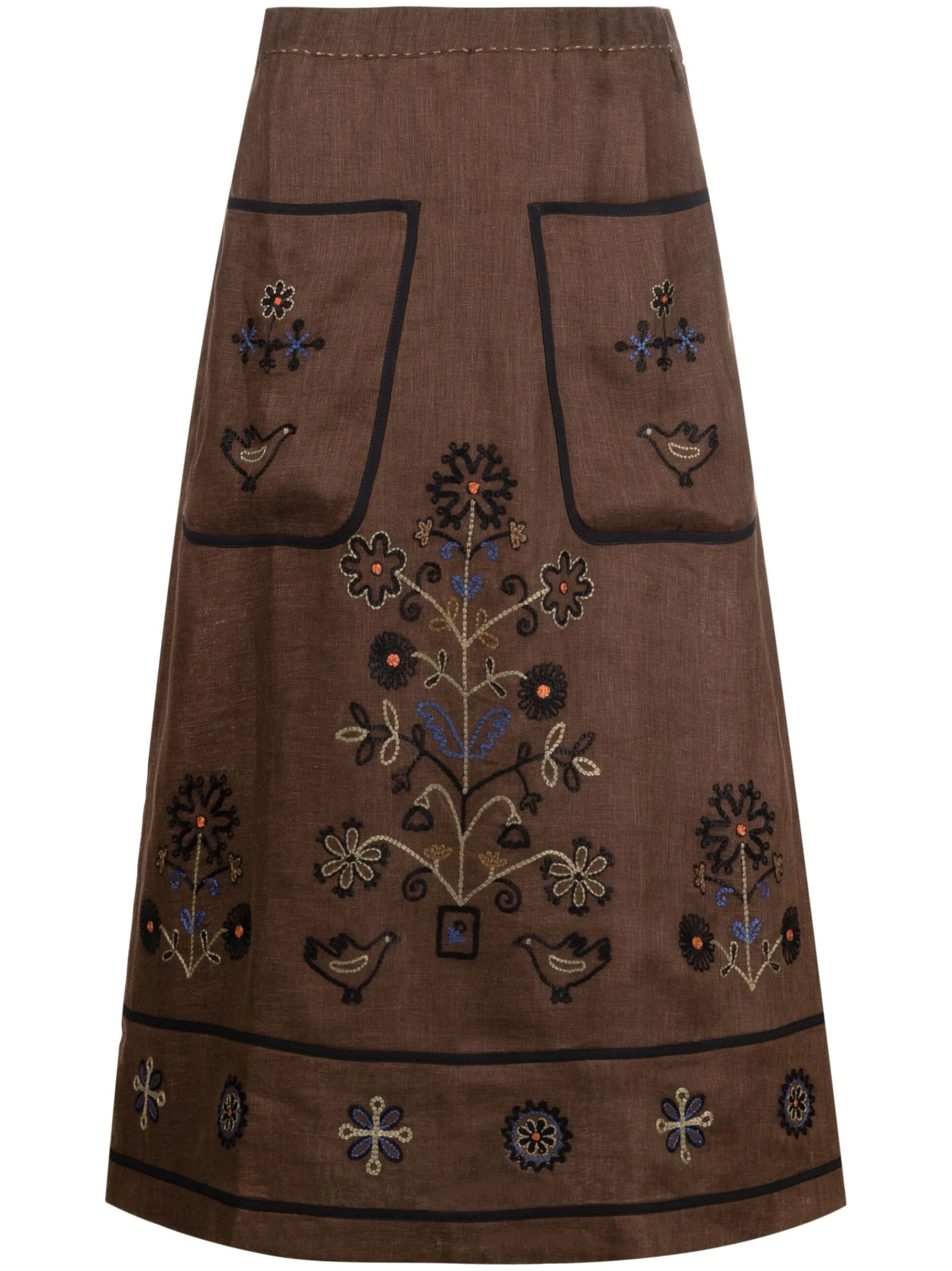 high-waisted embroidered-design skirt
