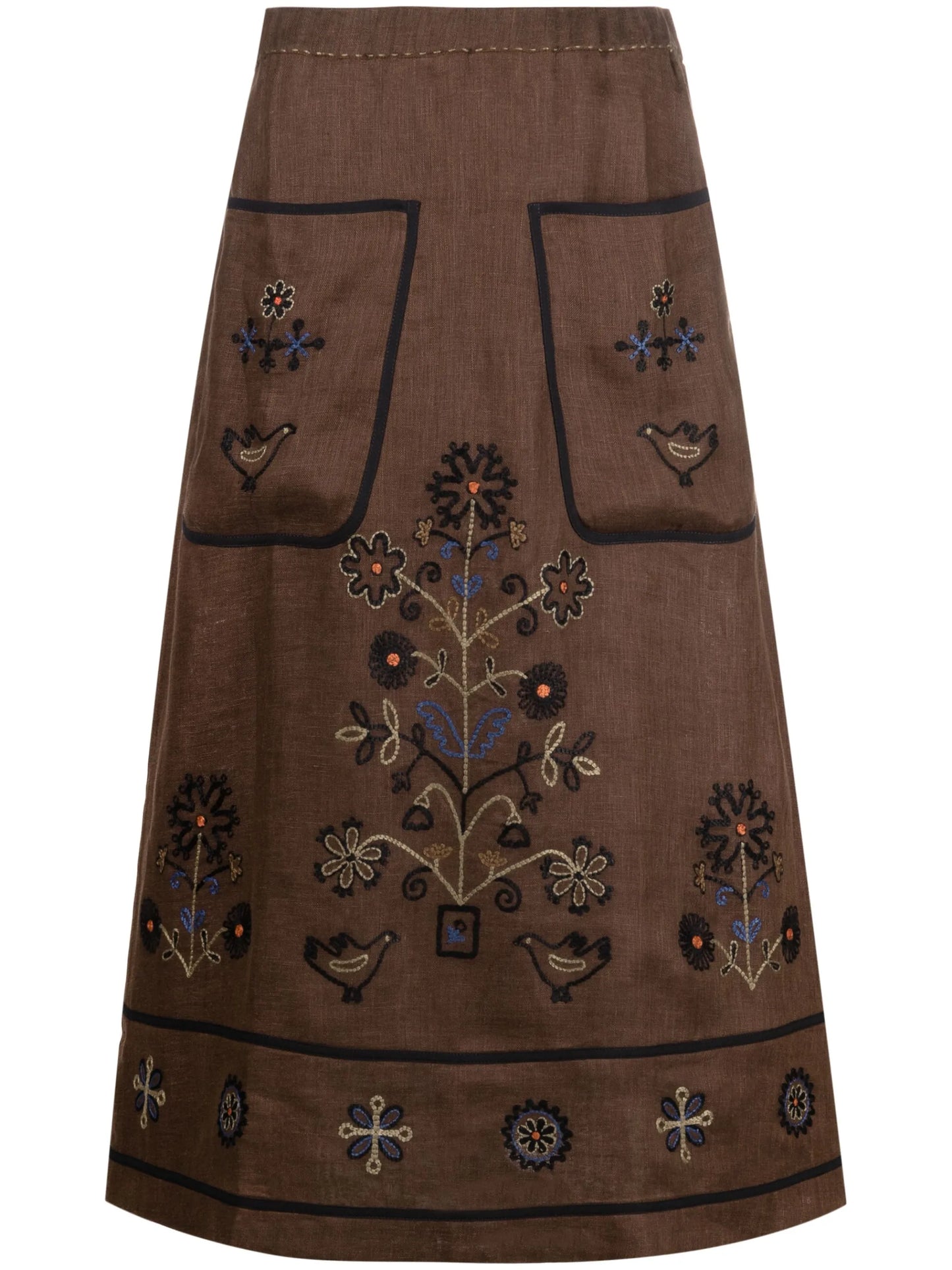 high-waisted embroidered-design skirt