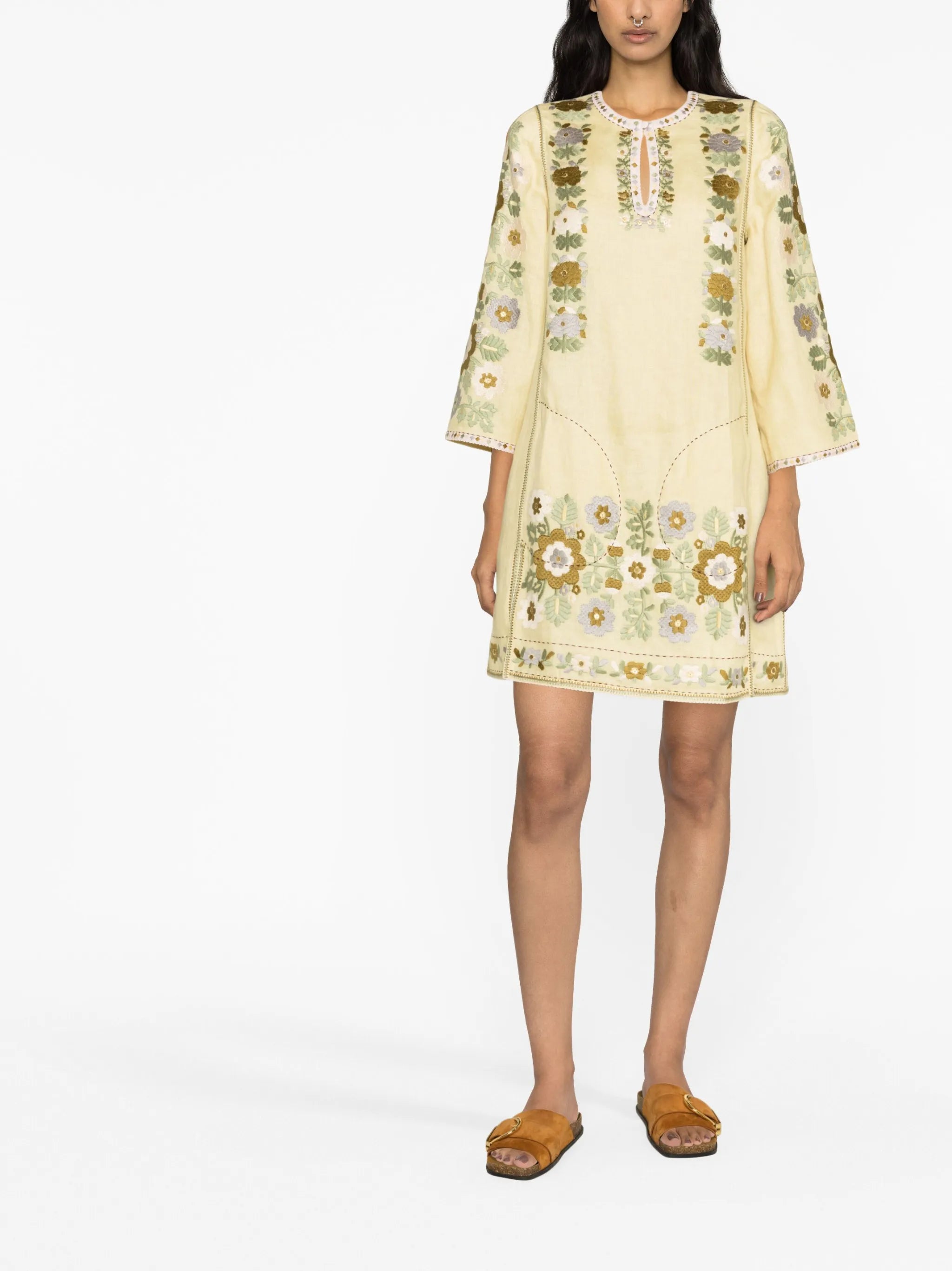 Amanda floral-embroidered mini dress