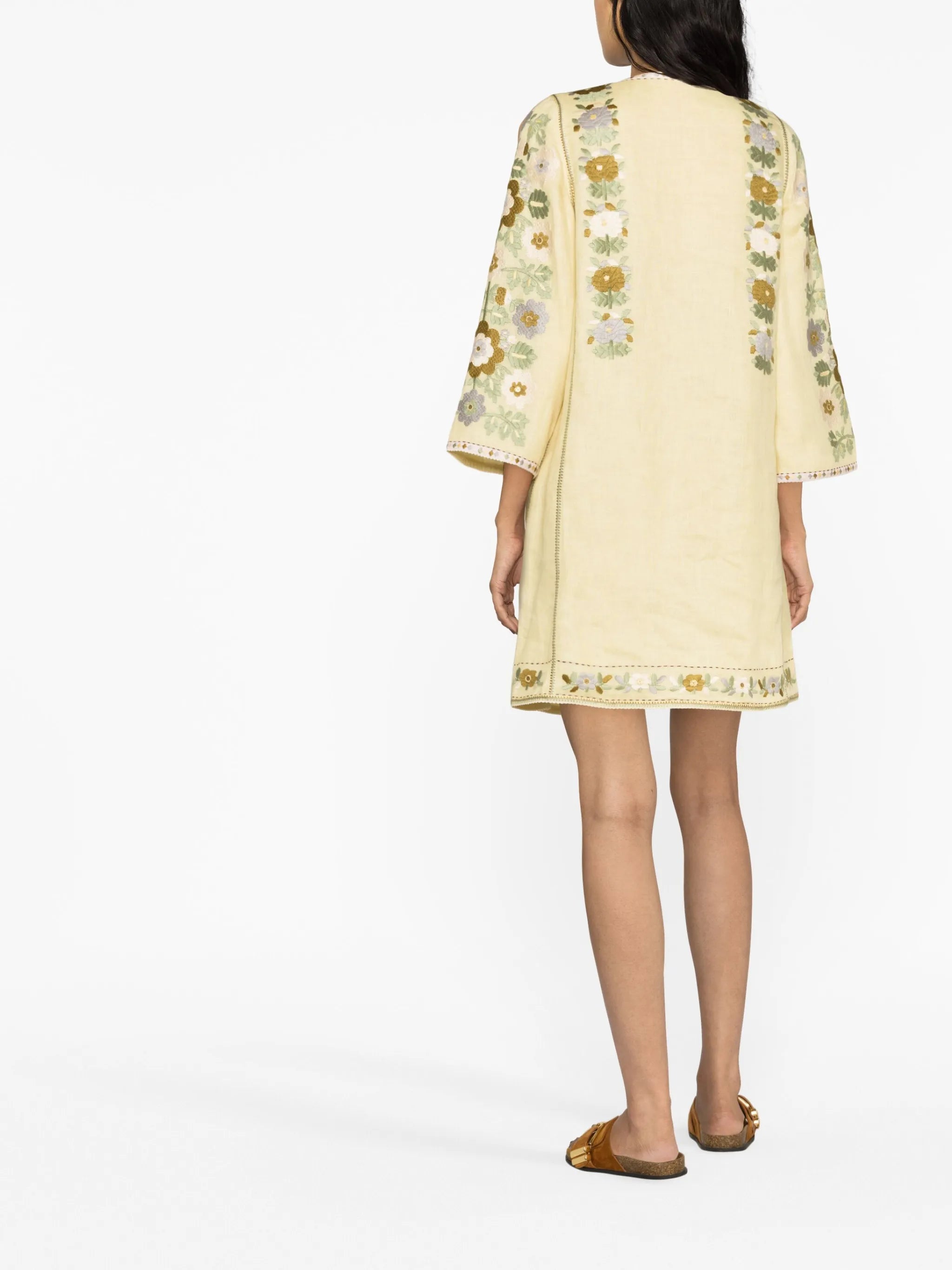 Amanda floral-embroidered mini dress