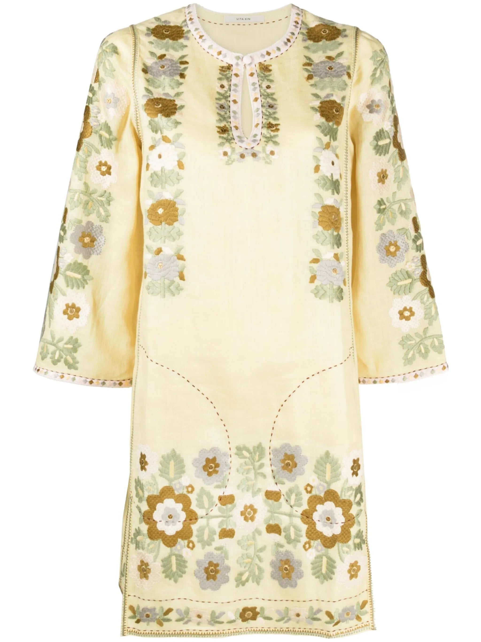 Amanda floral-embroidered mini dress