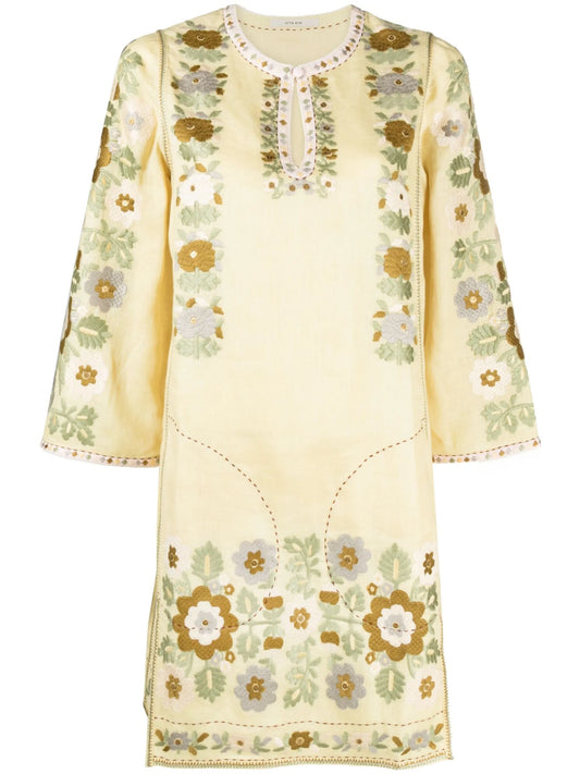 Amanda floral-embroidered mini dress