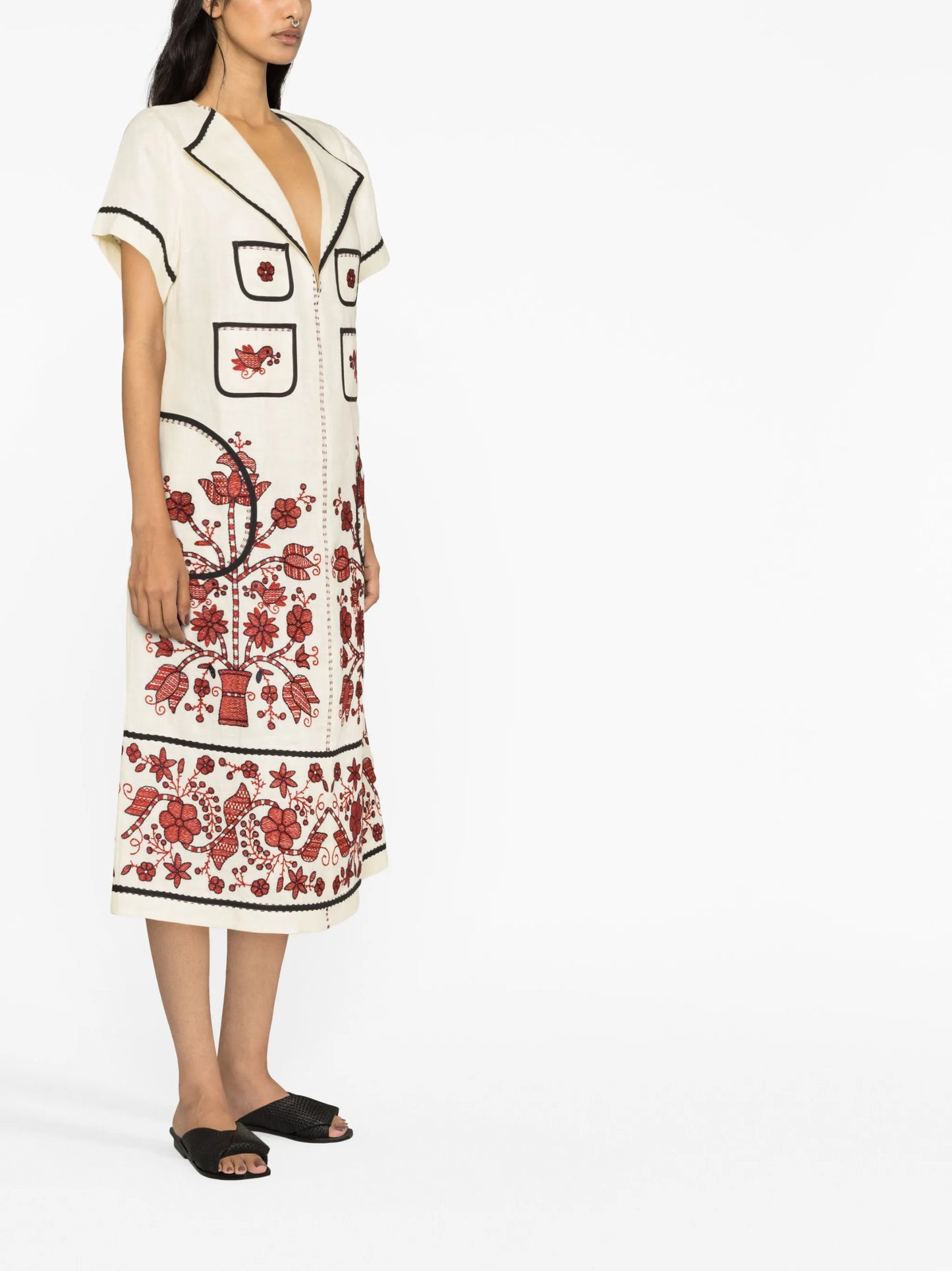 Sasha embroidered linen midi dress