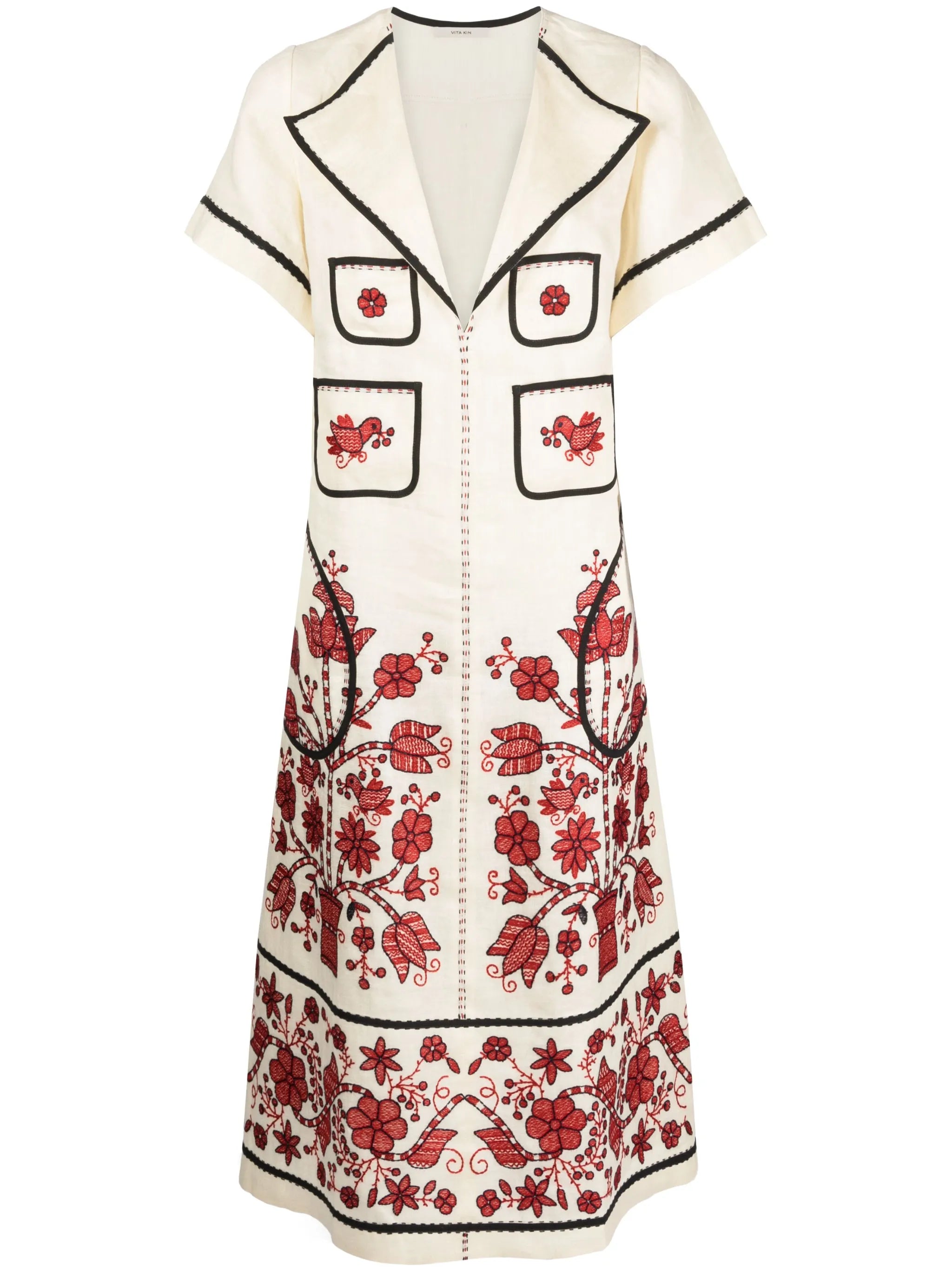 Sasha embroidered linen midi dress