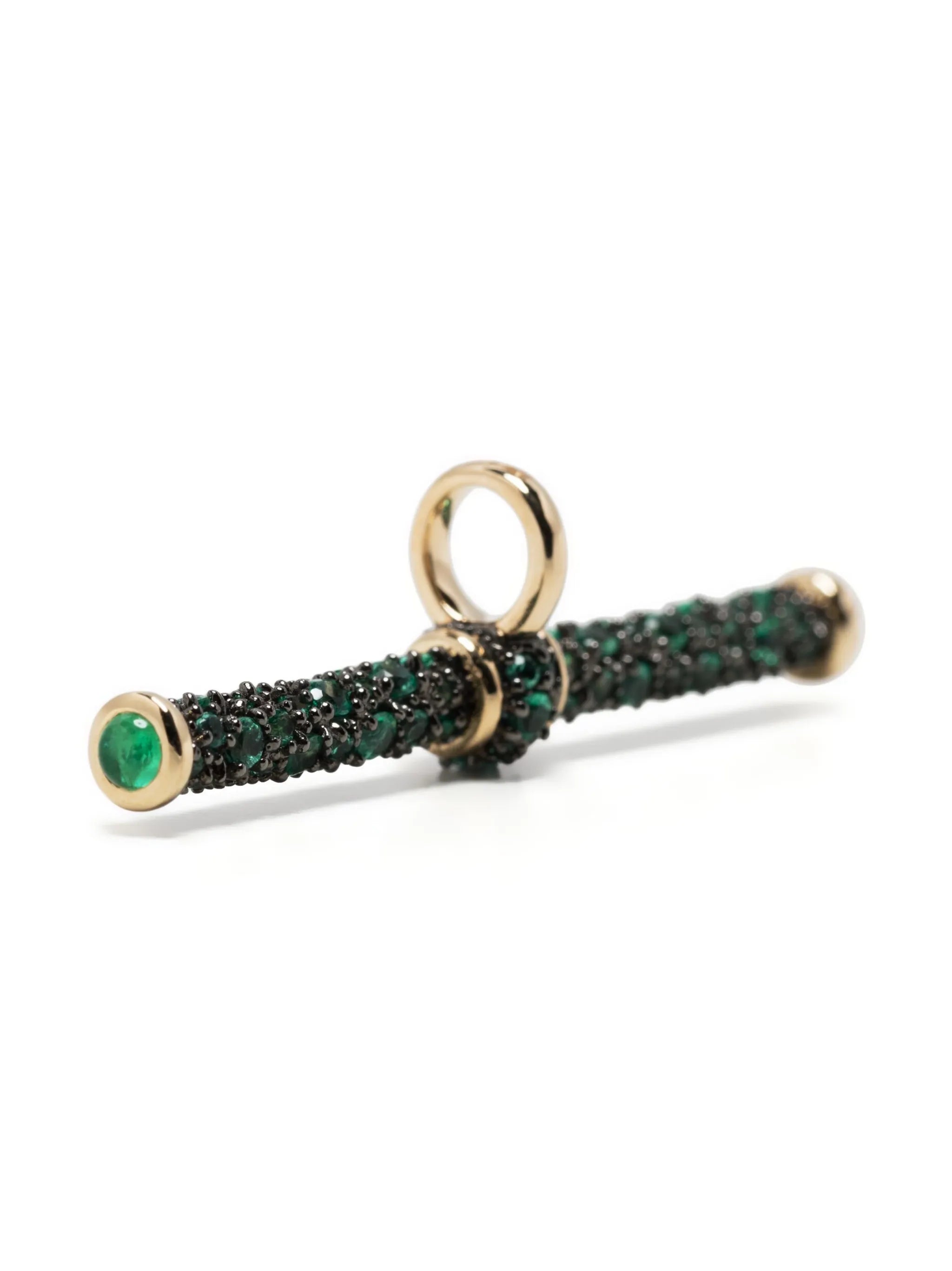 14kt yellow gold T-Bar emerald pendant