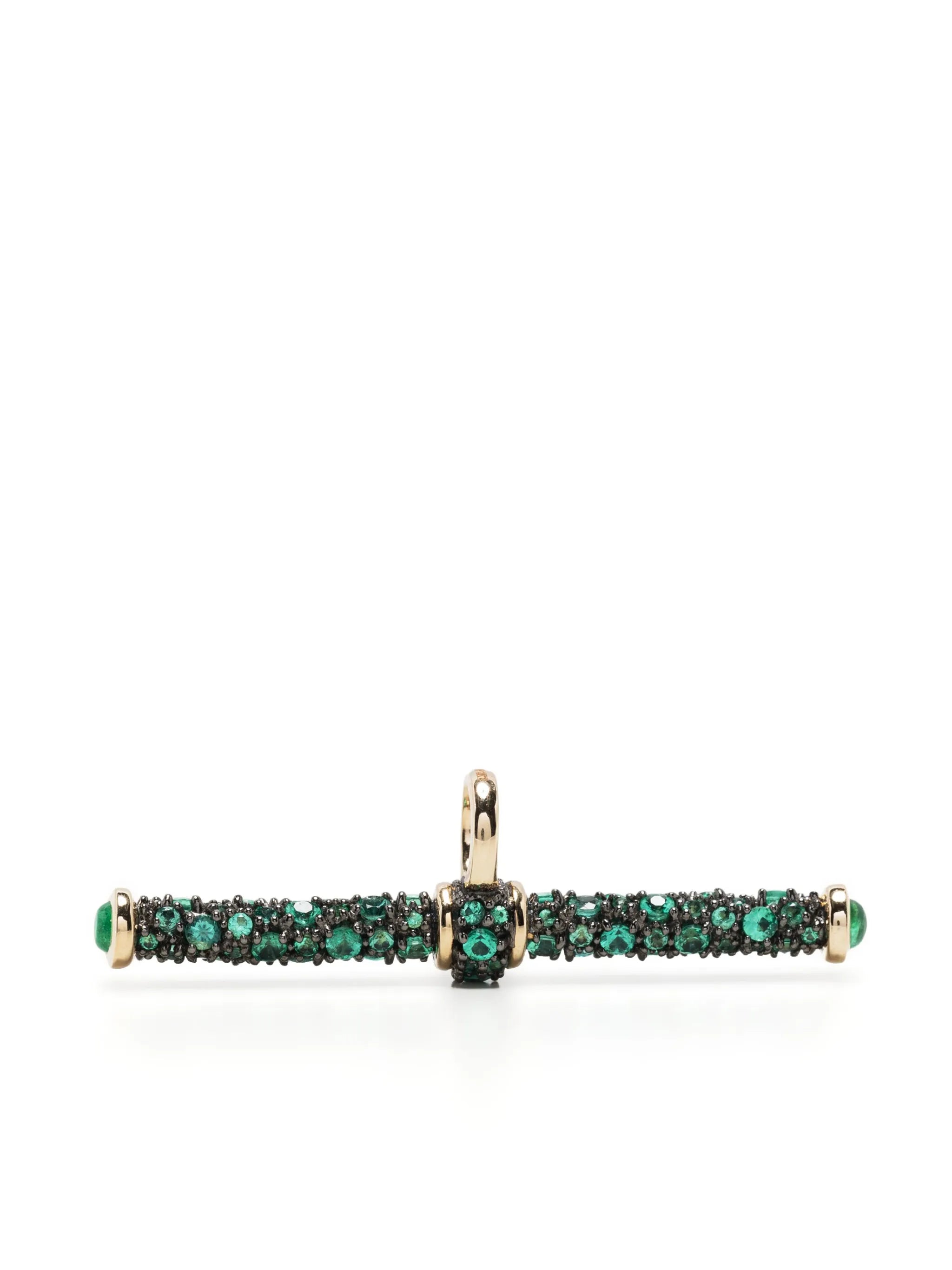 14kt yellow gold T-Bar emerald pendant