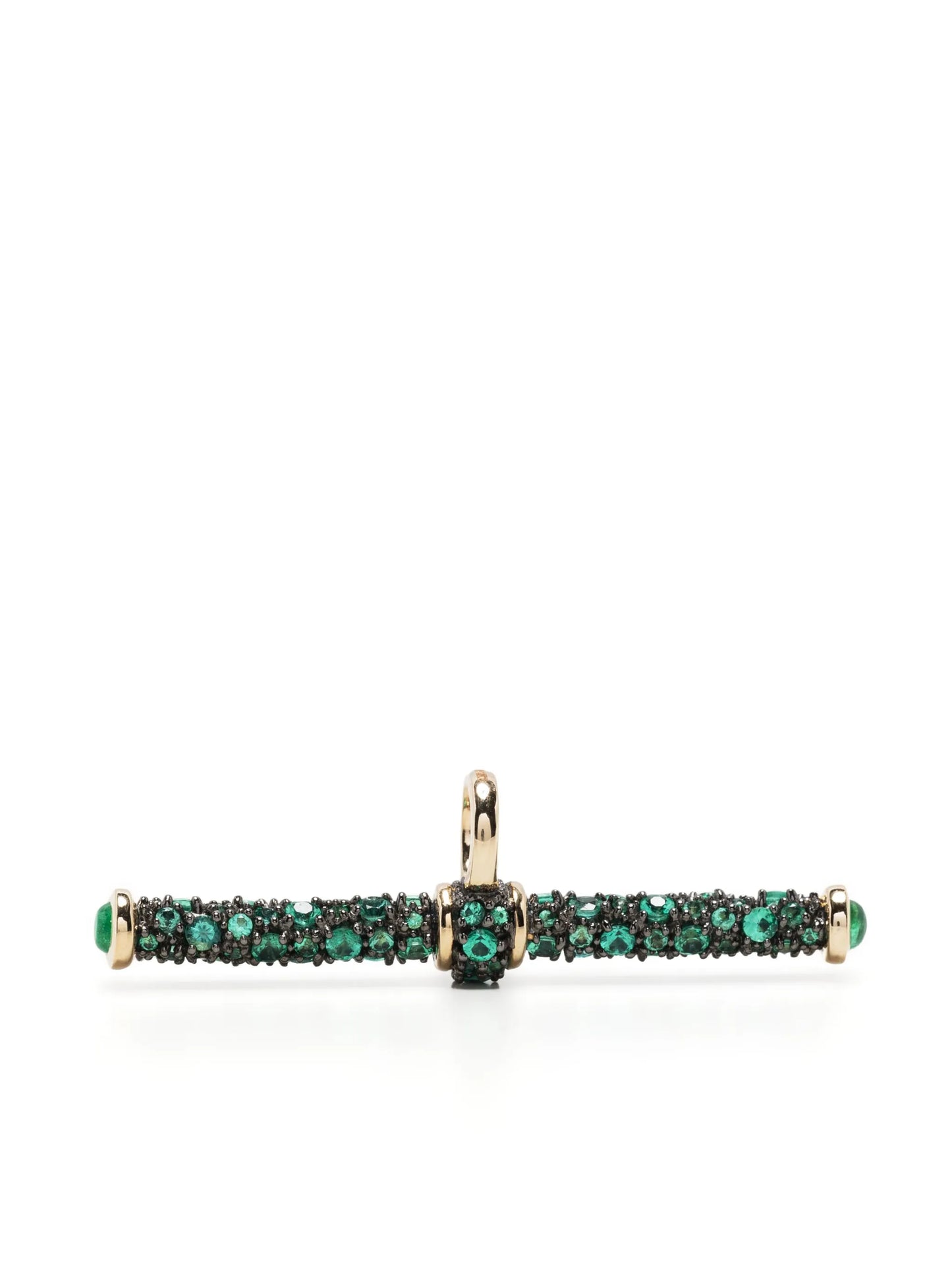 14kt yellow gold T-Bar emerald pendant