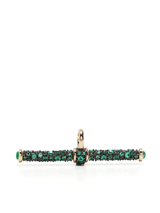 14kt yellow gold T-Bar emerald pendant