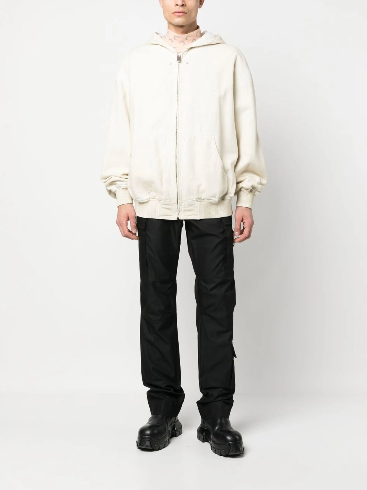 zip-up hooded jacket