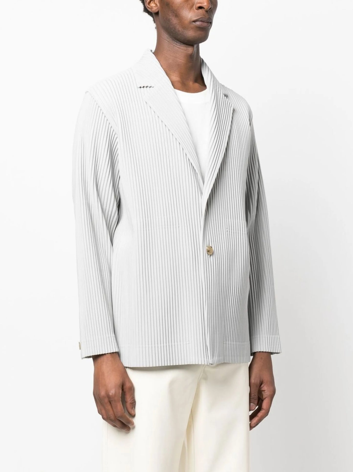 single-breasted pleated blazer