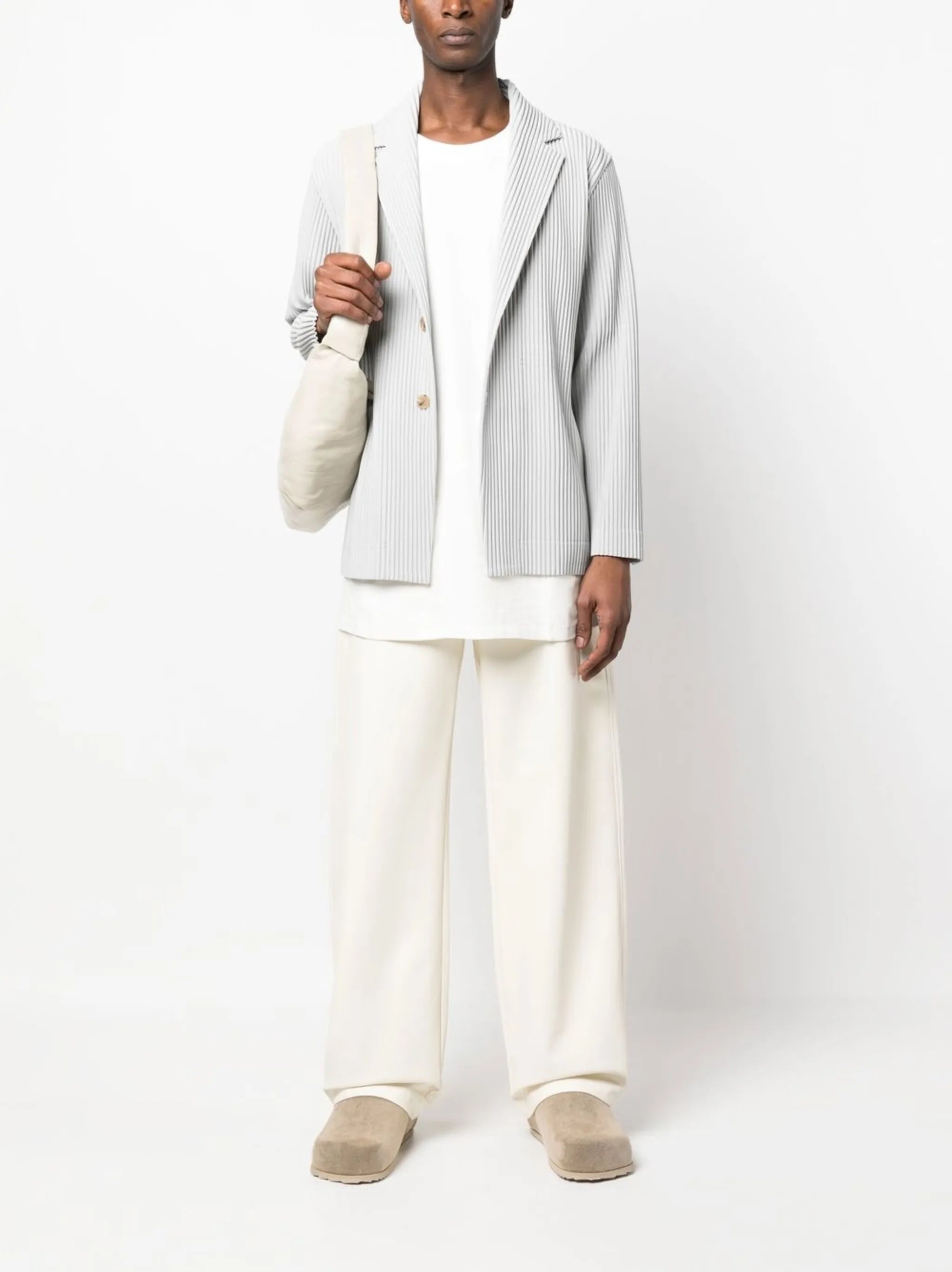 single-breasted pleated blazer