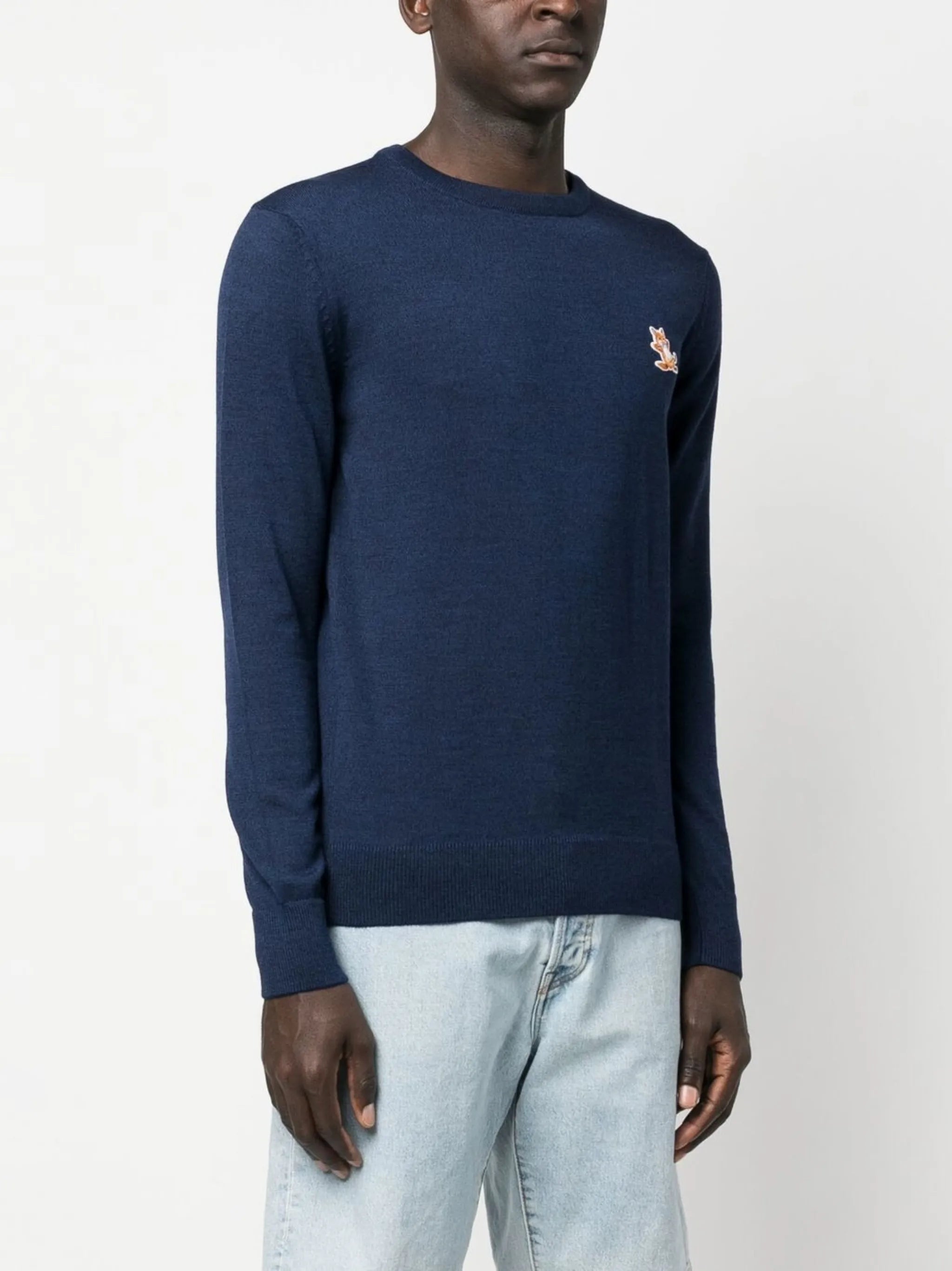 embroidered-logo wool jumper