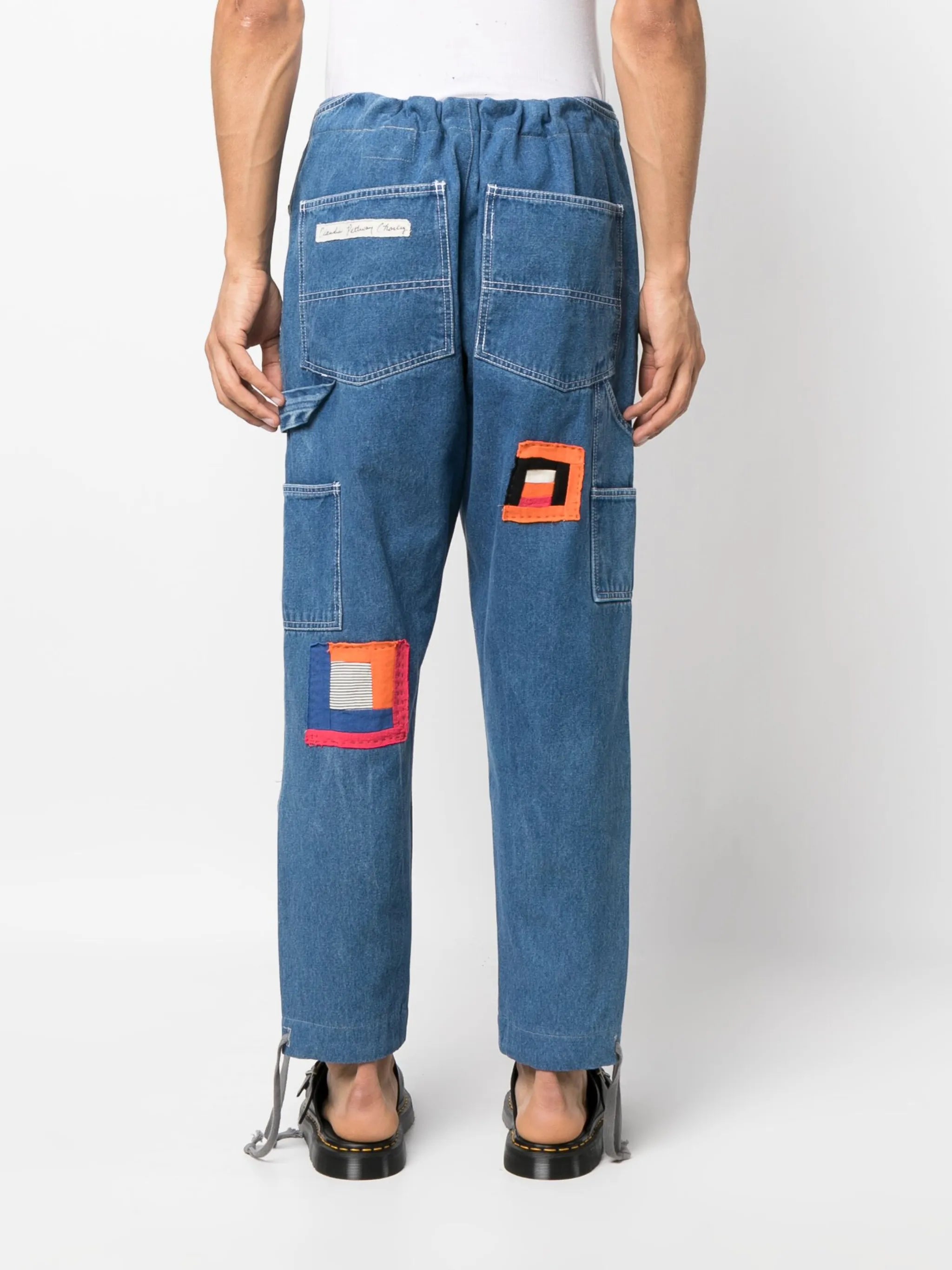 patch-detail drawstring jeans
