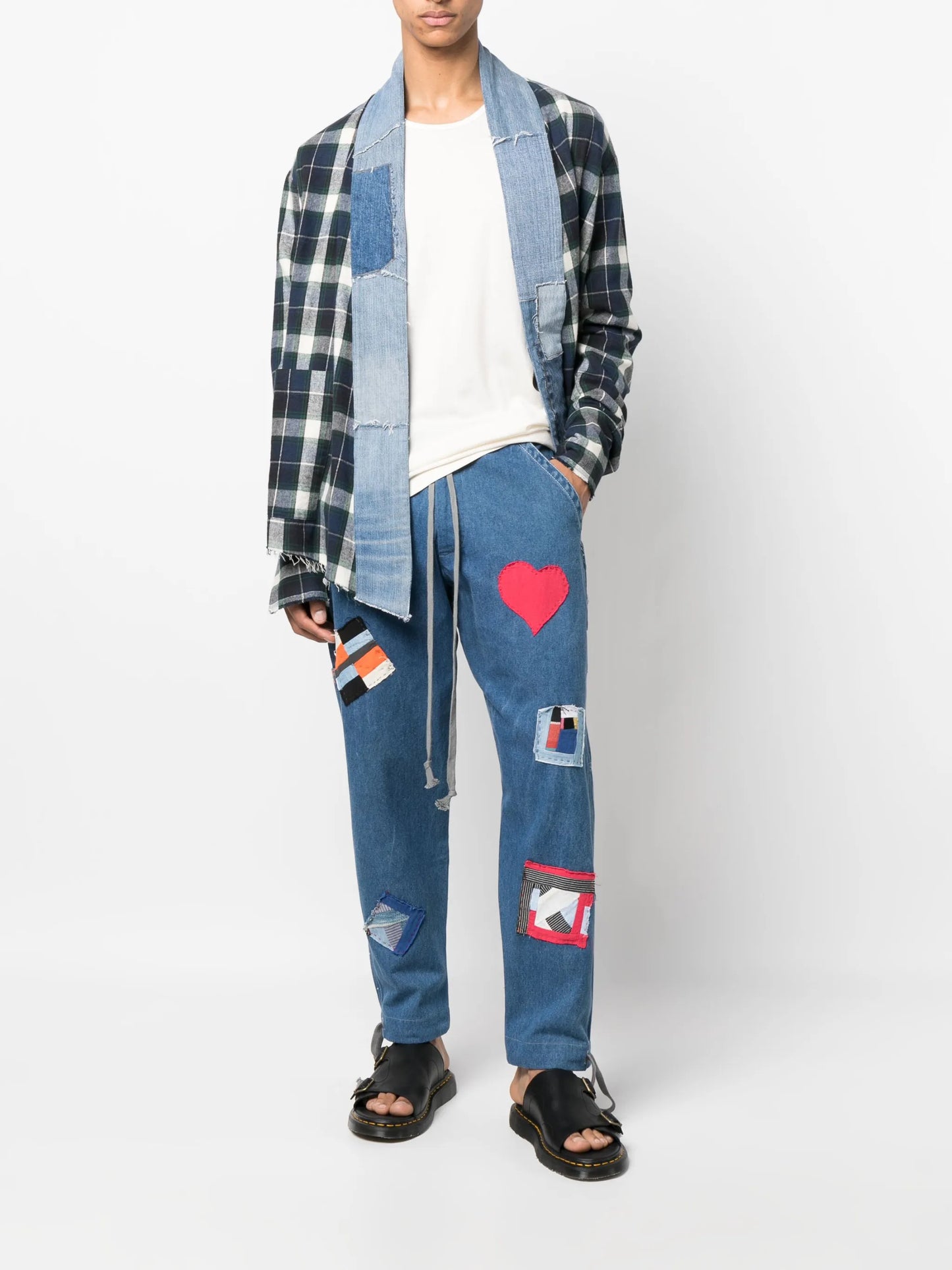 patch-detail drawstring jeans