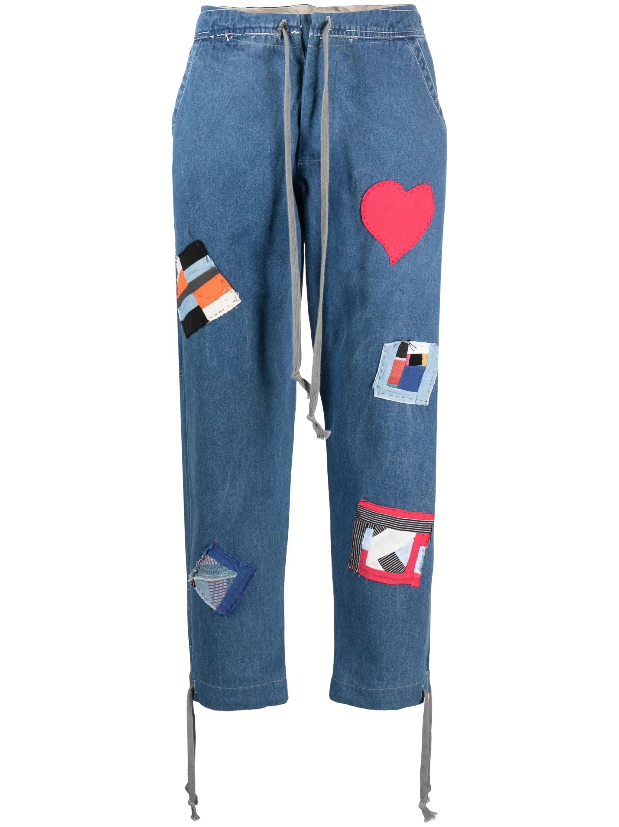 patch-detail drawstring jeans