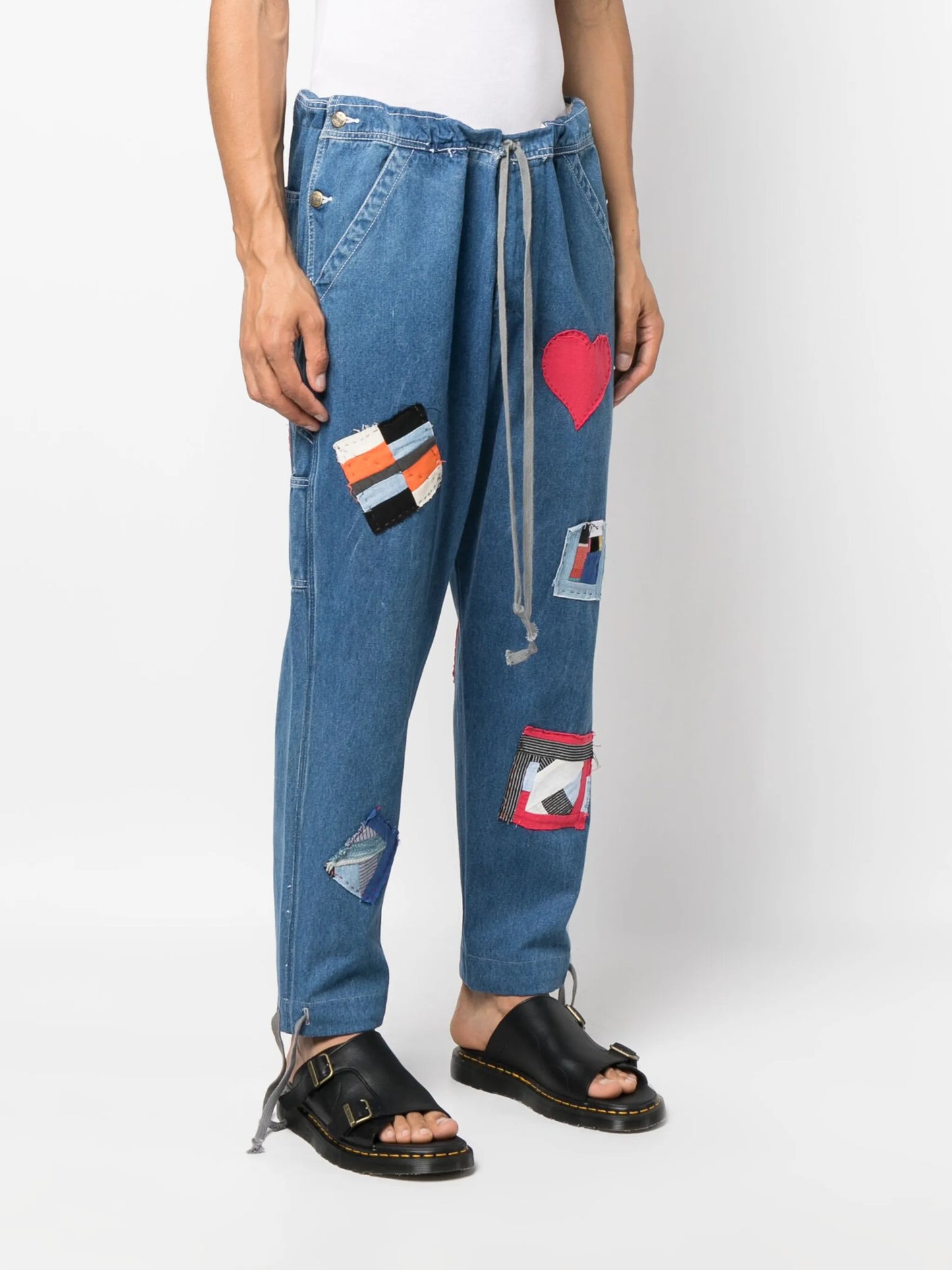 patch-detail drawstring jeans