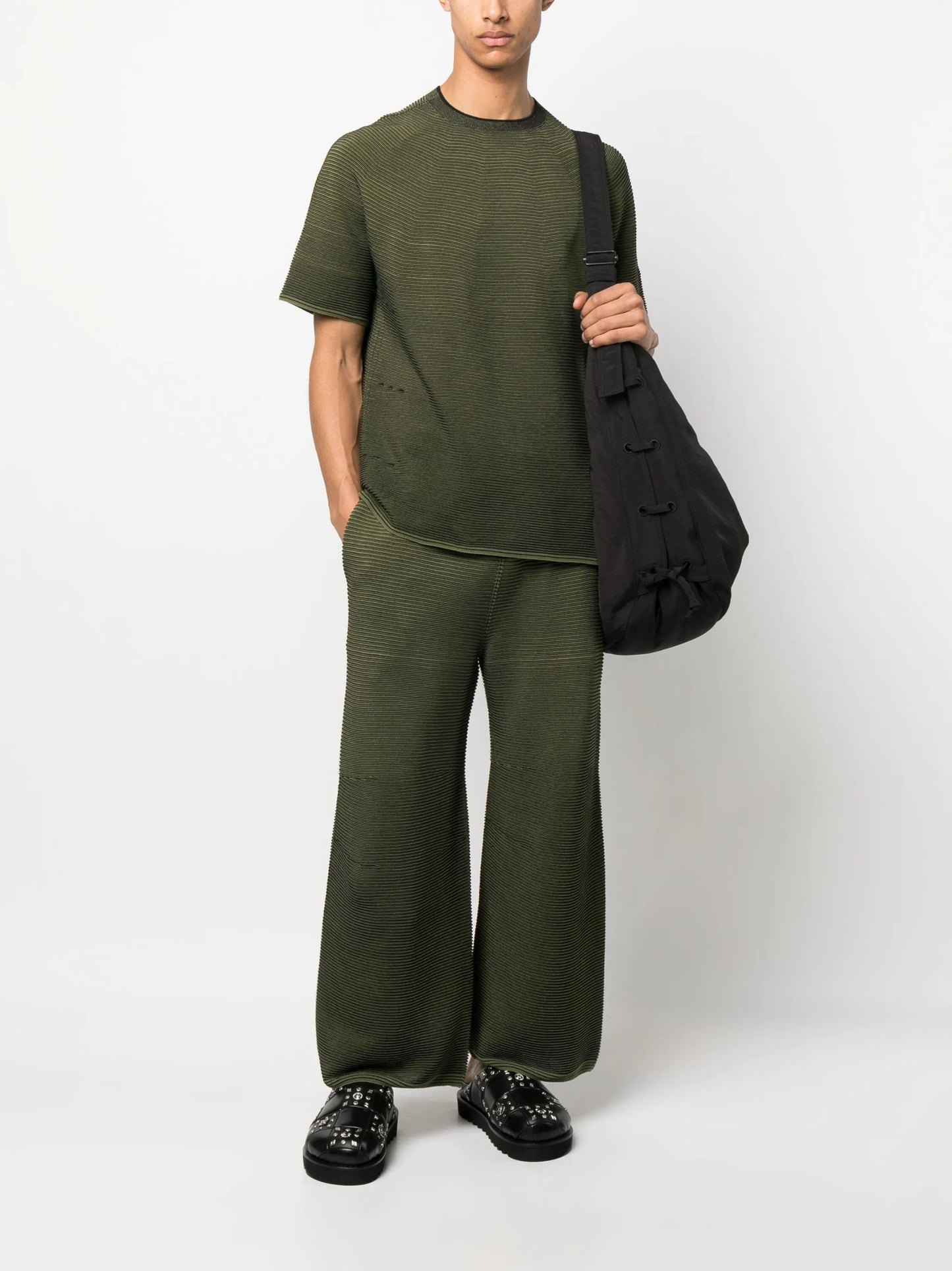 Japanese Paper ribbed-knit trousers