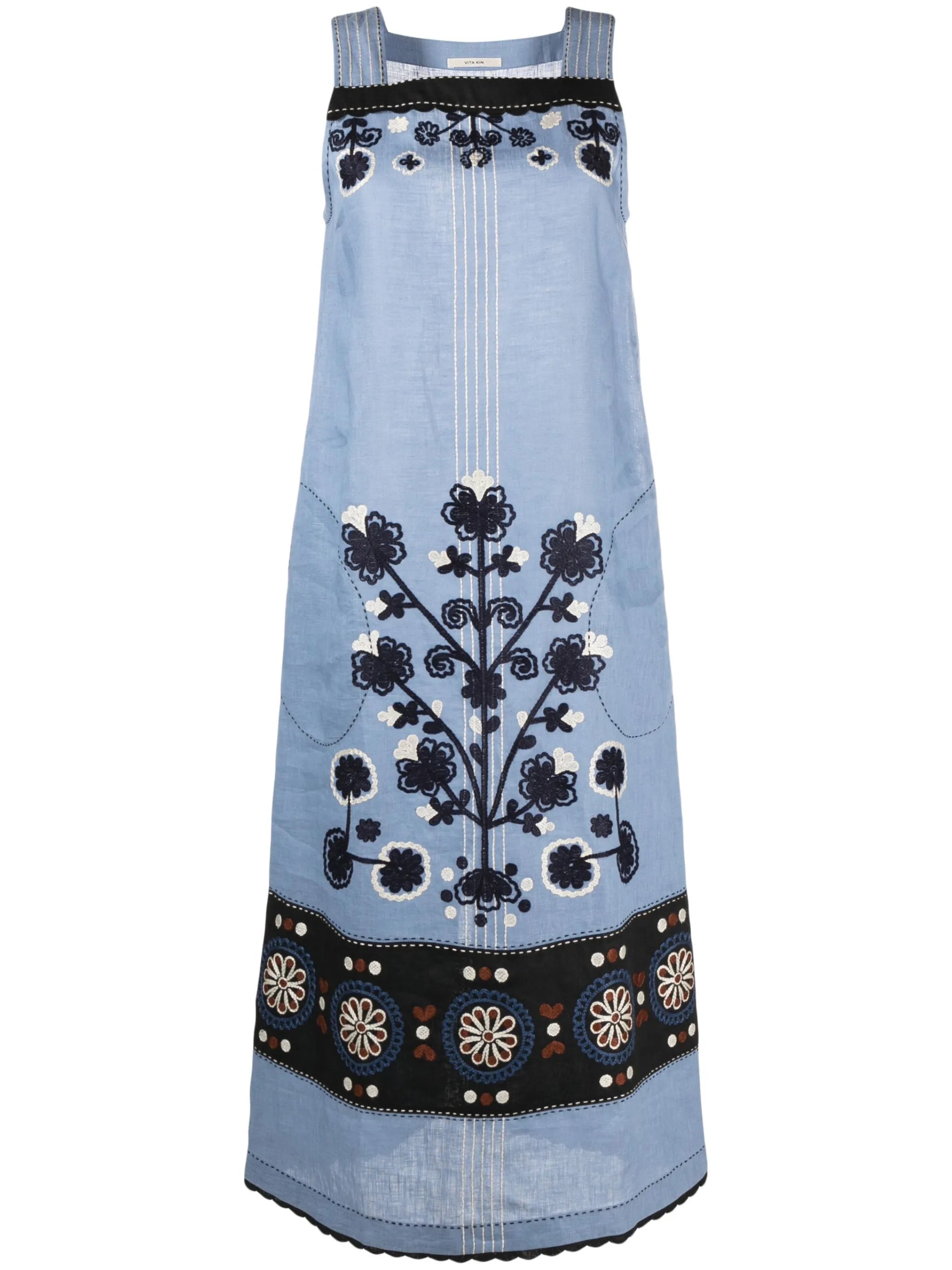Ulya floral-embroidered midi dress