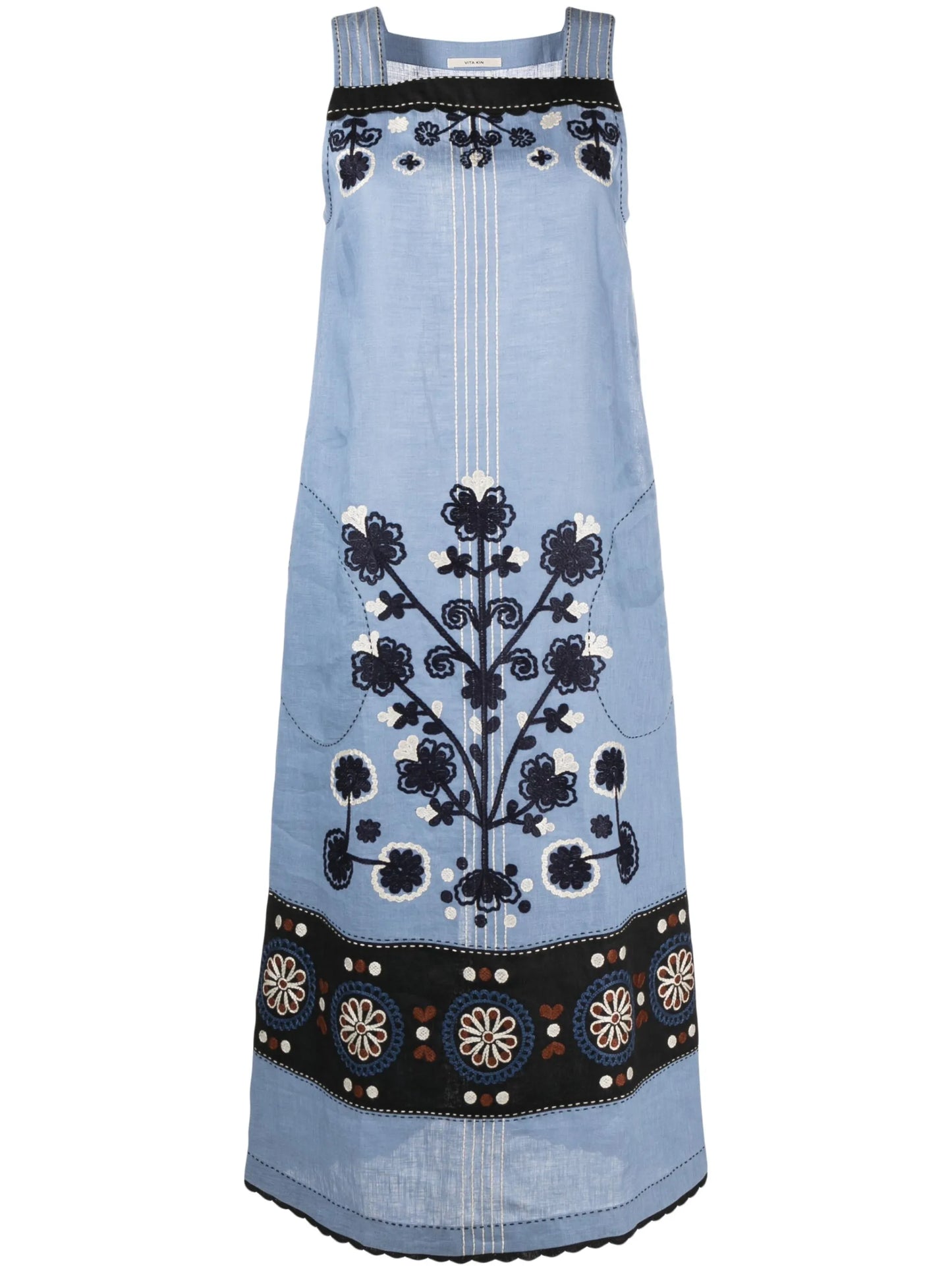 Ulya floral-embroidered midi dress