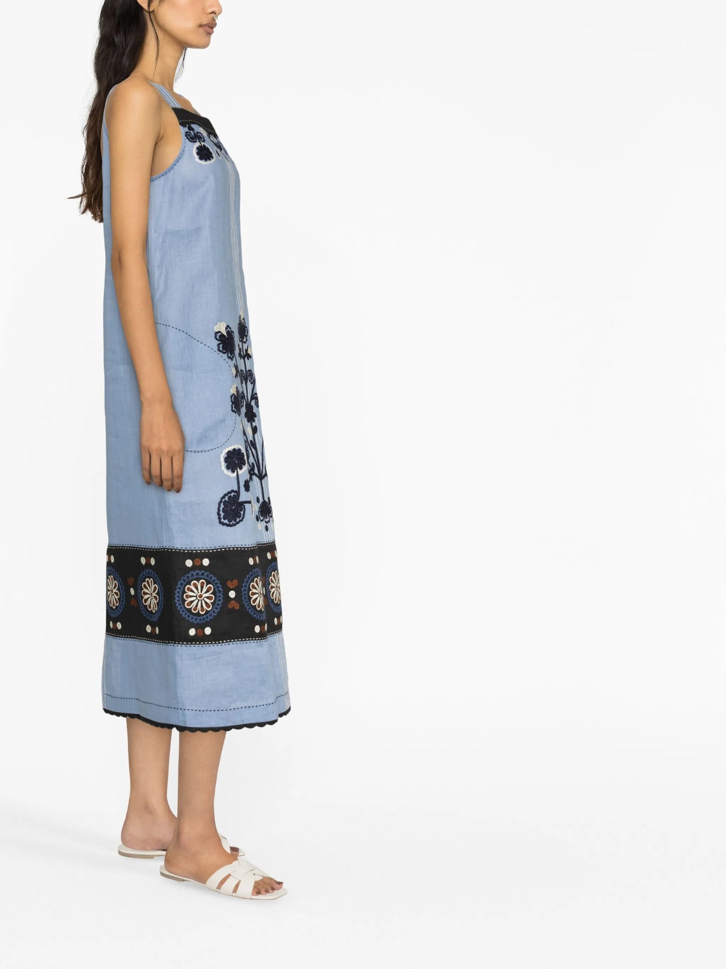 Ulya floral-embroidered midi dress