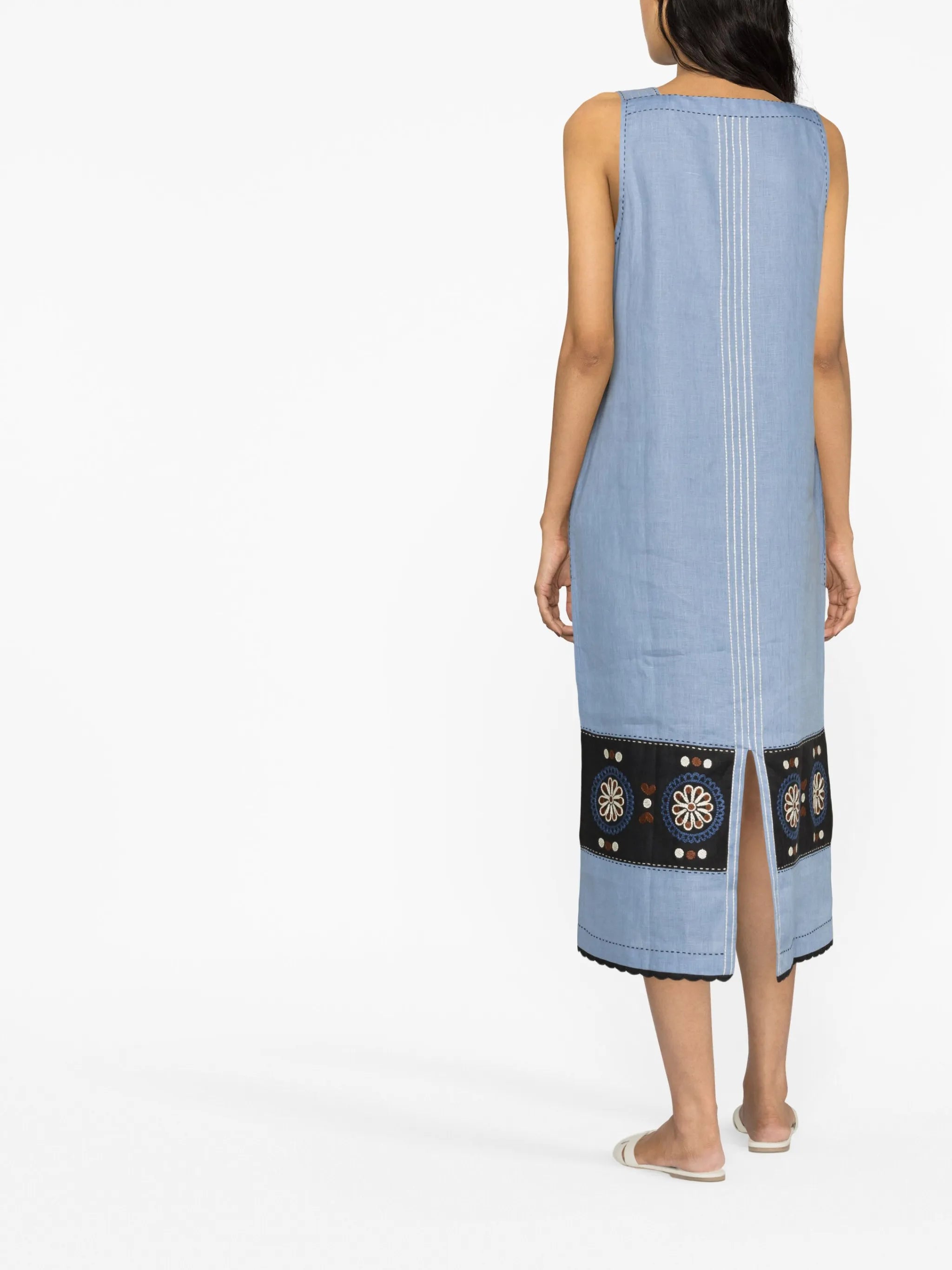Ulya floral-embroidered midi dress