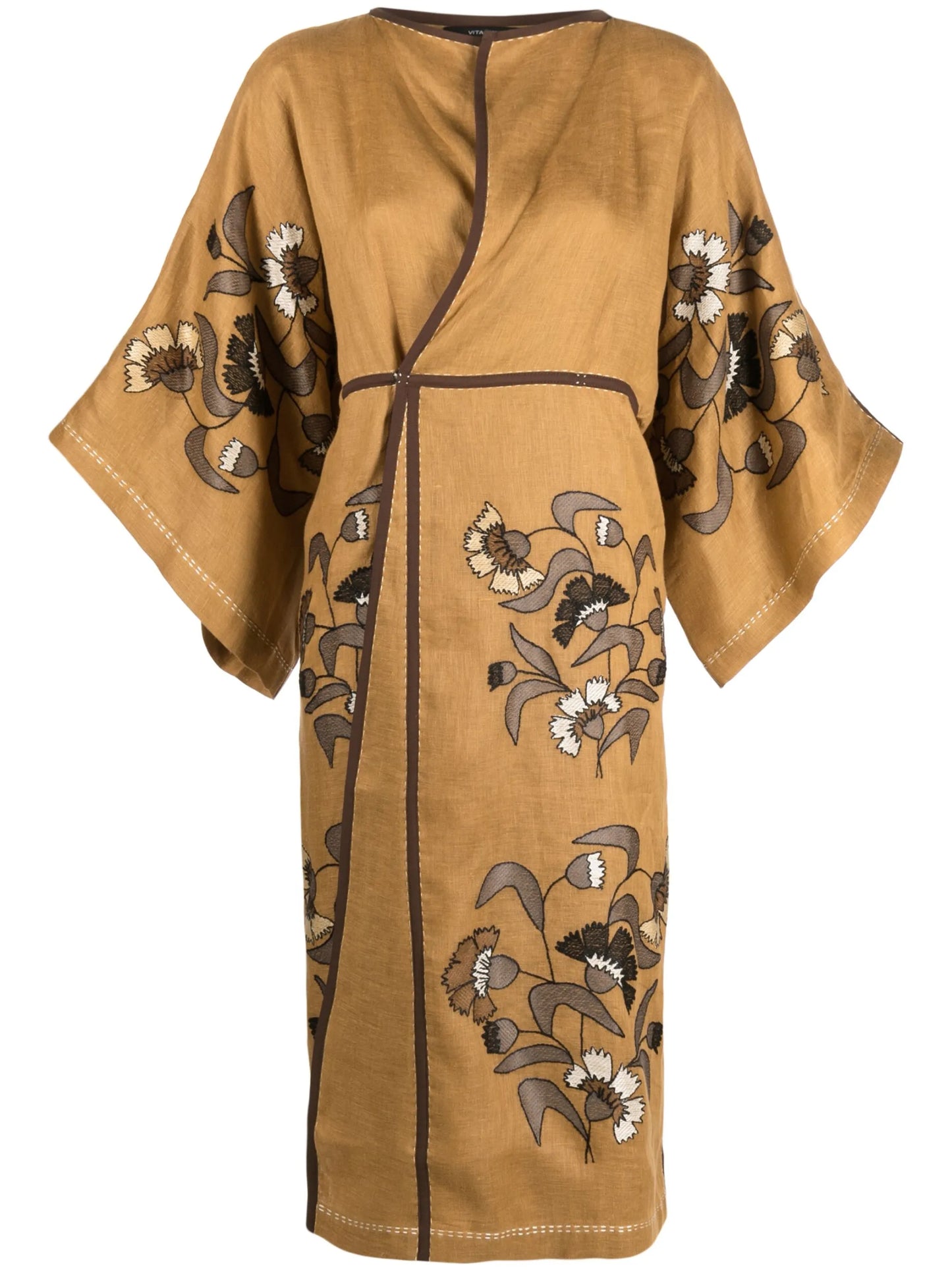 floral-print wrap kimono