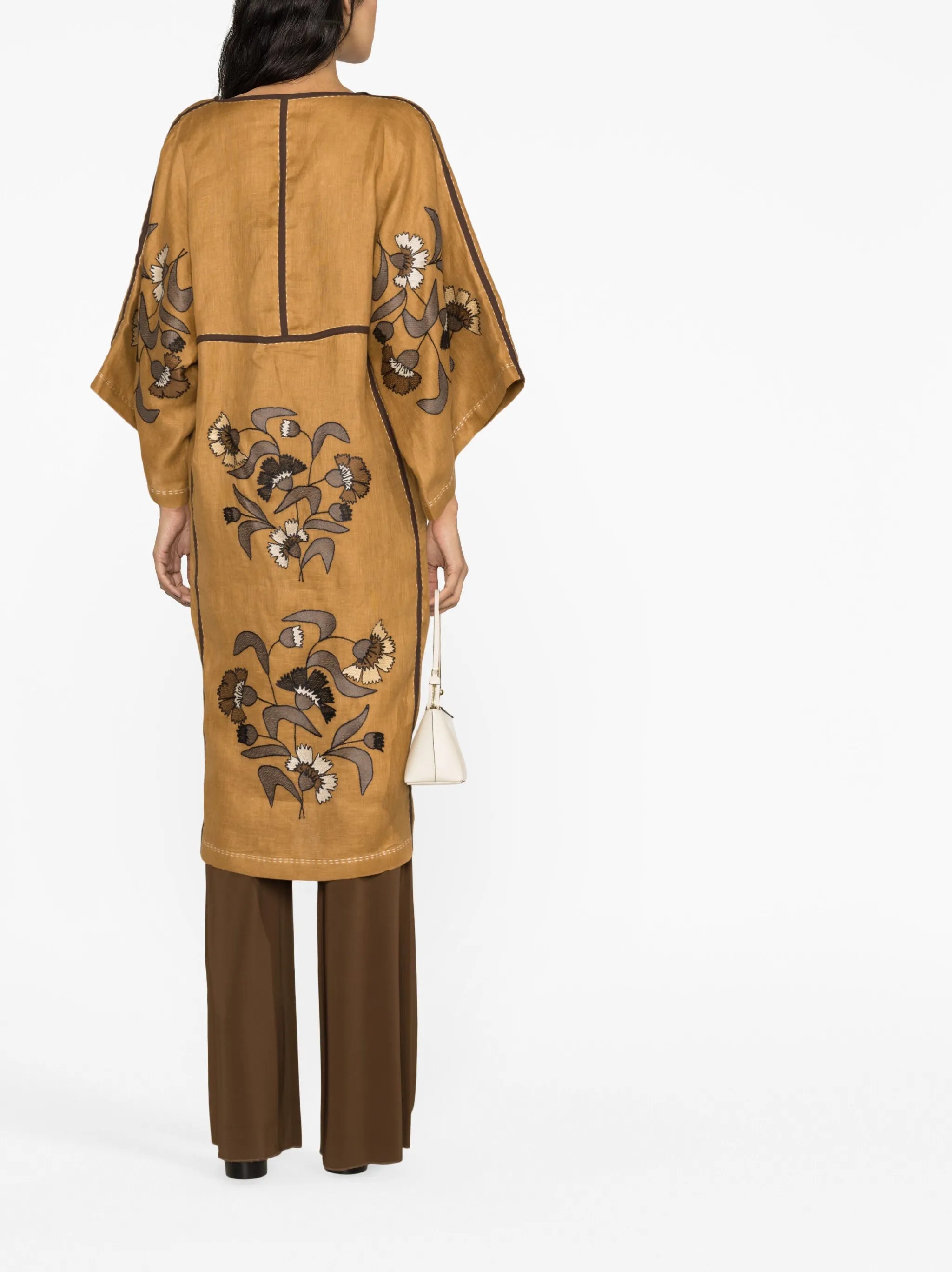 floral-print wrap kimono