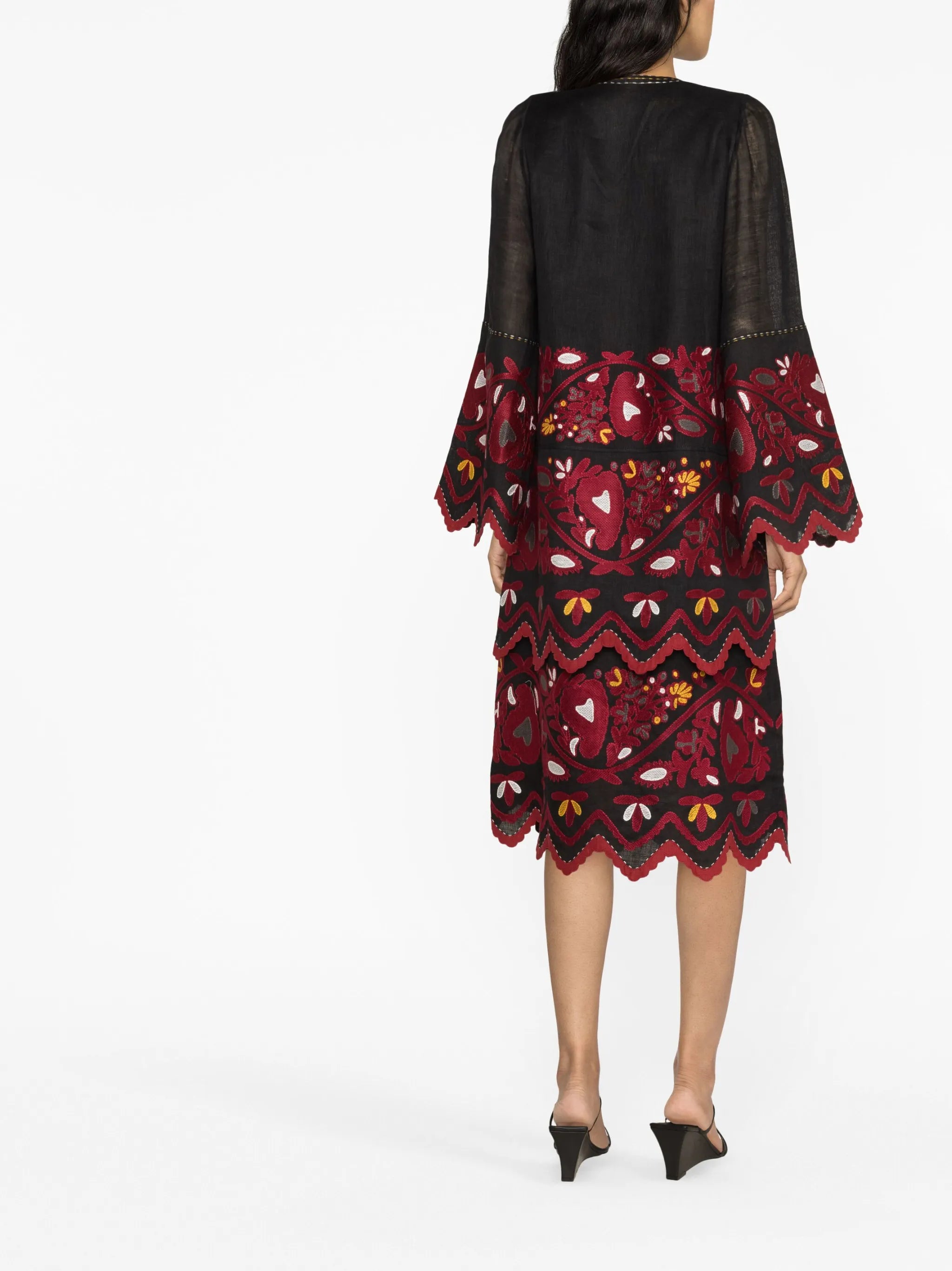 Tiziana embroidered linen midi dress