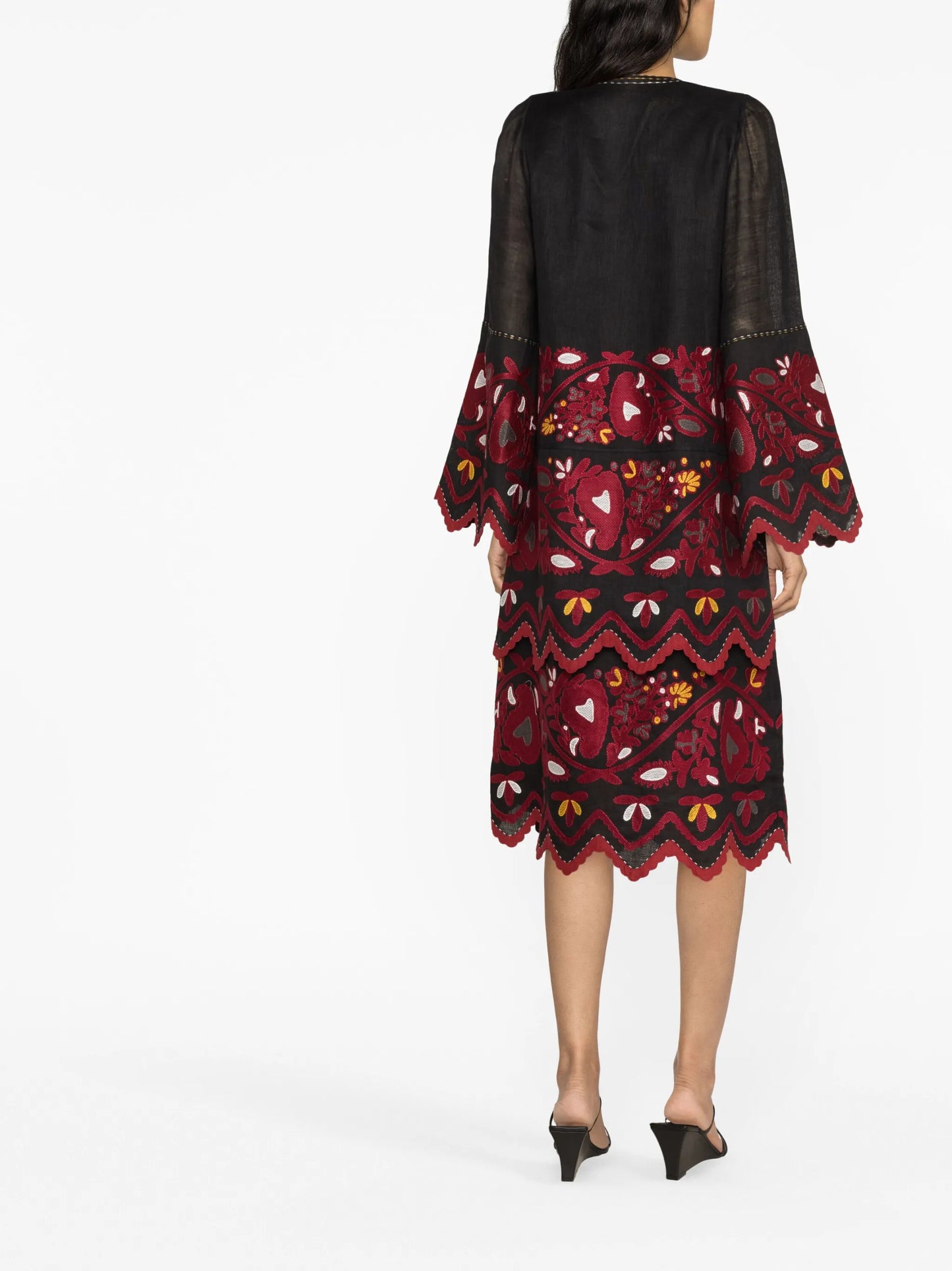 Tiziana embroidered linen midi dress