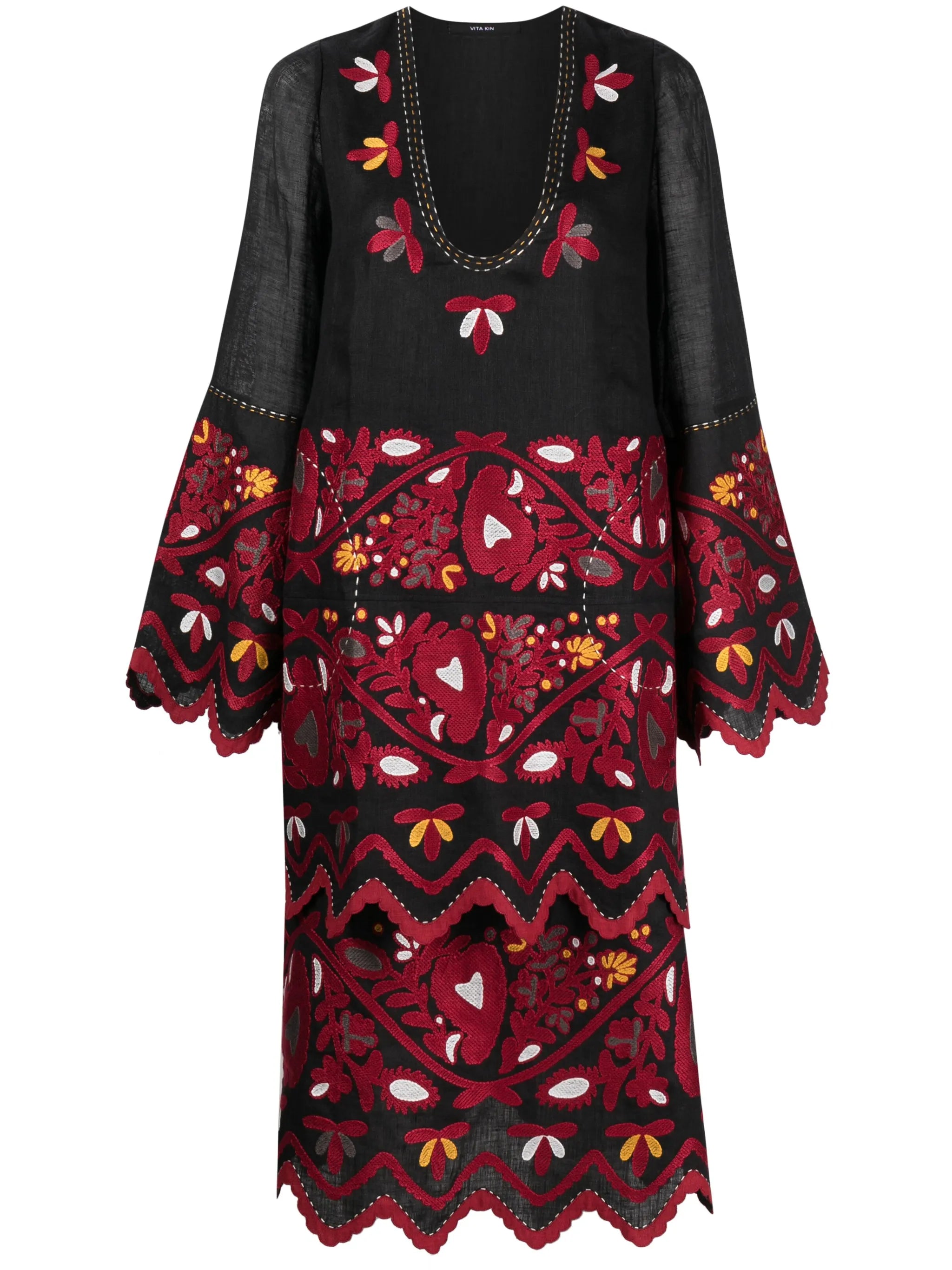 Tiziana embroidered linen midi dress