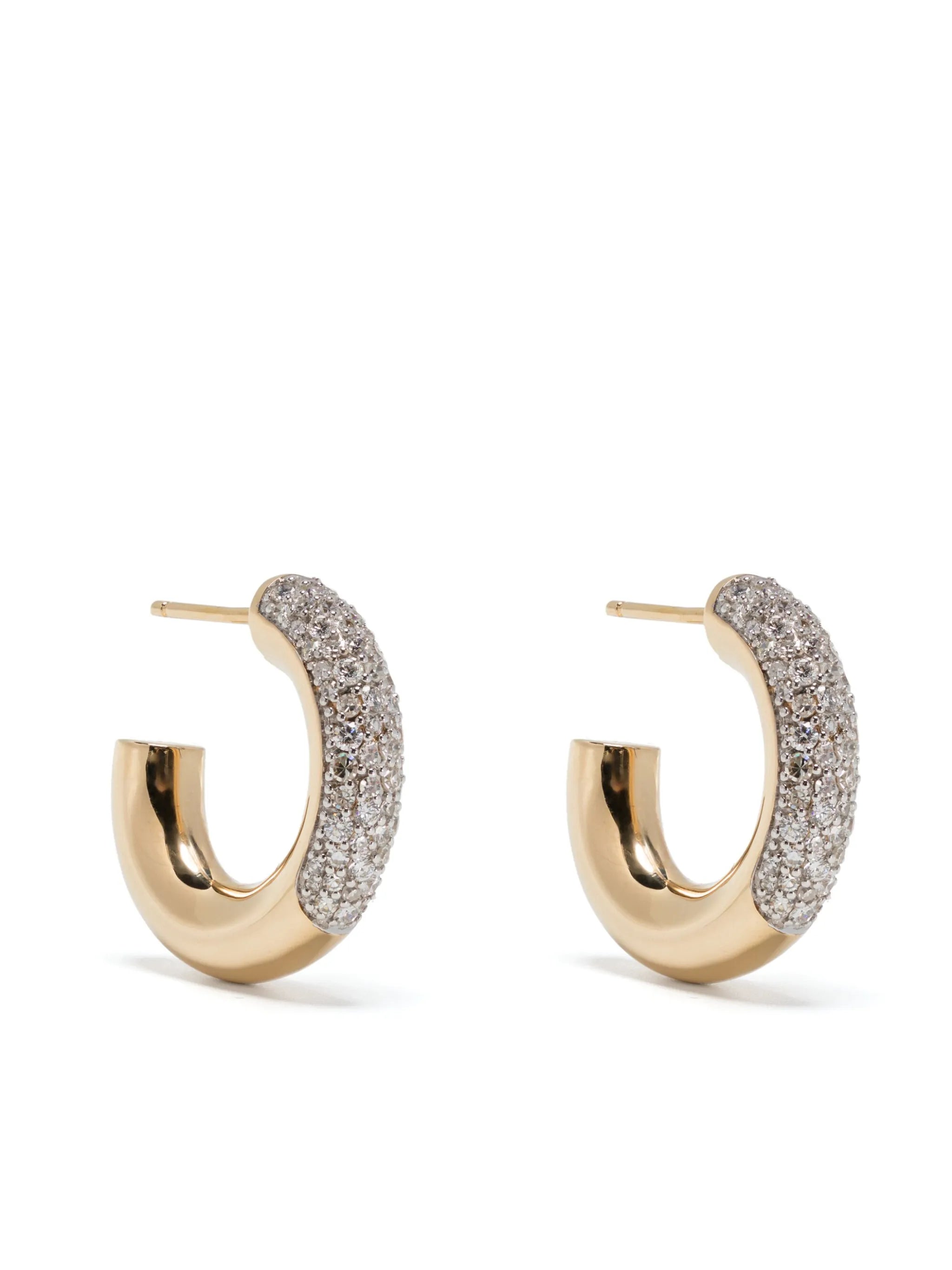 14kt yellow gold Signature Pavé diamond hoop earrings