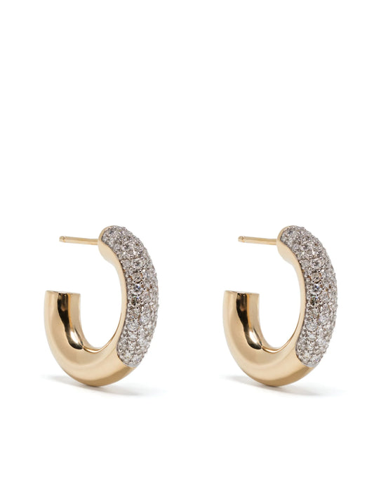 14kt yellow gold Signature Pavé diamond hoop earrings