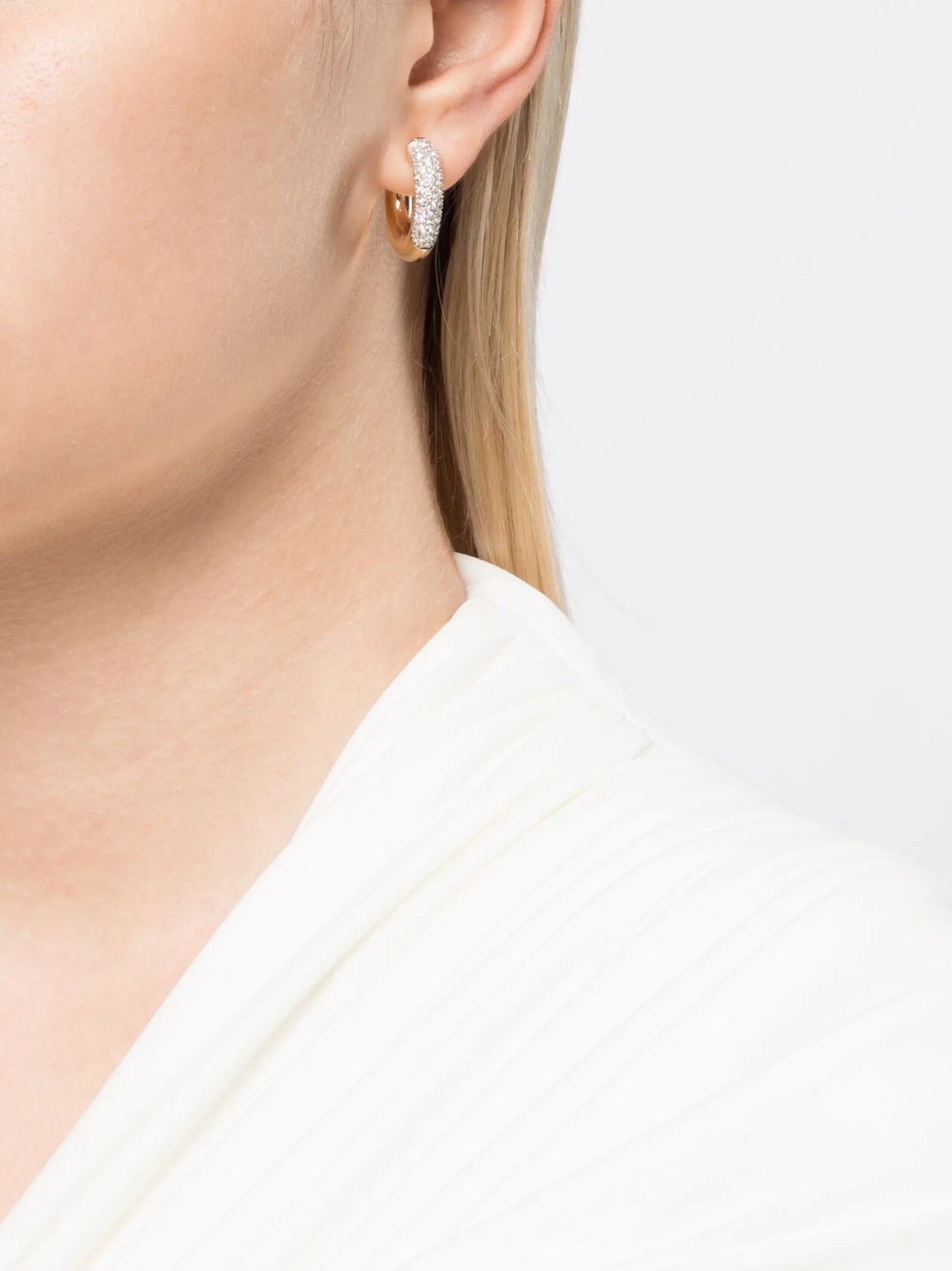 14kt yellow gold Signature Pavé diamond hoop earrings