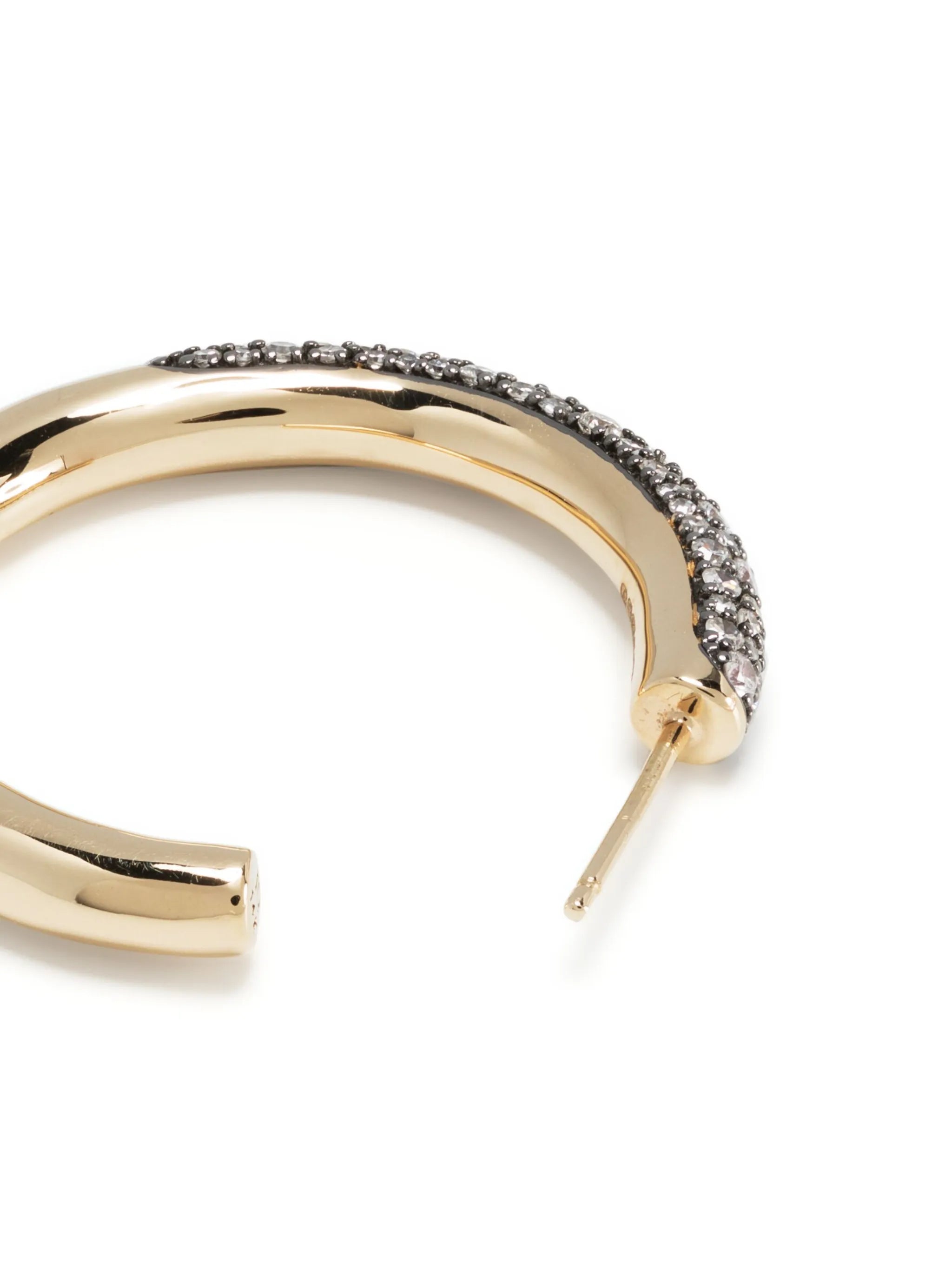 14kt yellow gold Dark Side of the Moon diamond hoop earrings