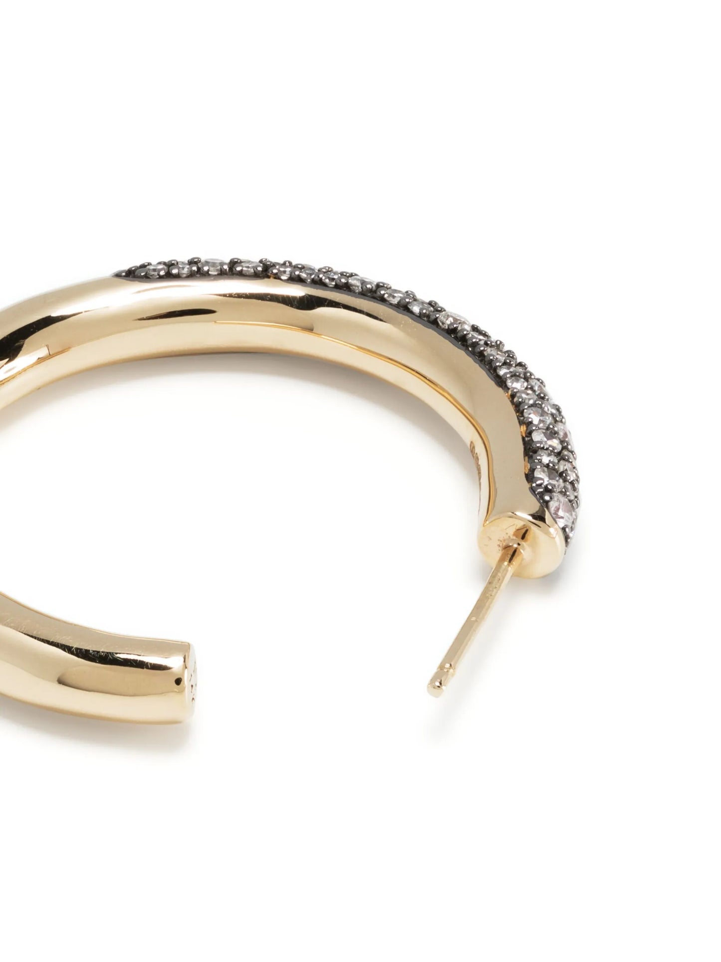 14kt yellow gold Dark Side of the Moon diamond hoop earrings