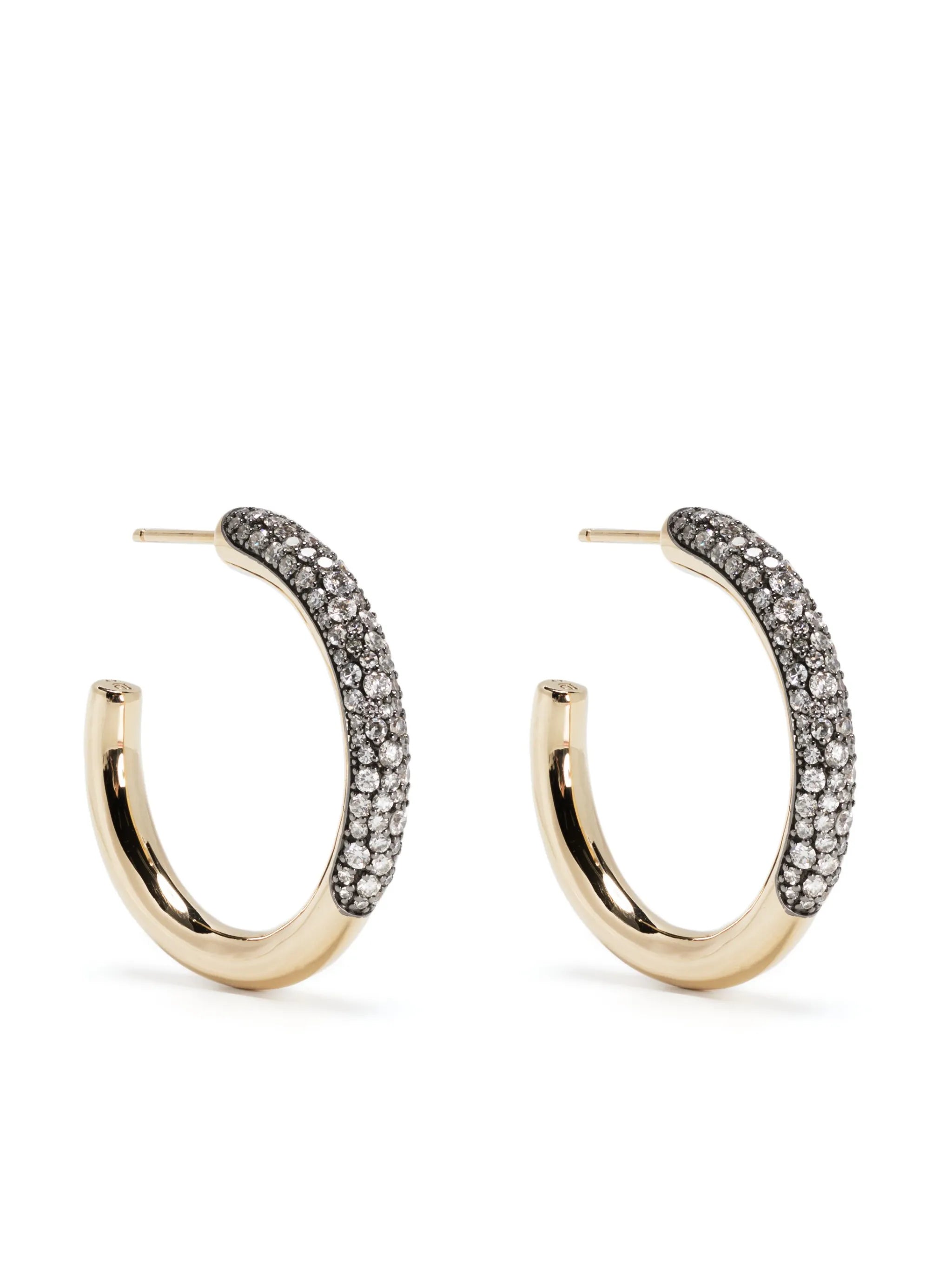 14kt yellow gold Dark Side of the Moon diamond hoop earrings