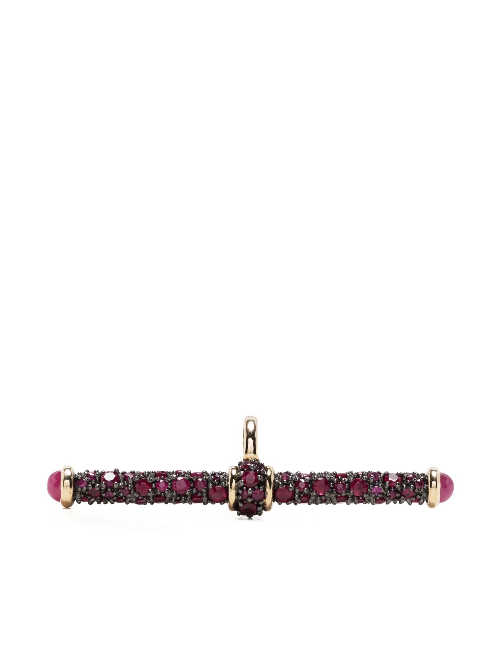 14kt yellow gold T-bar ruby pendant