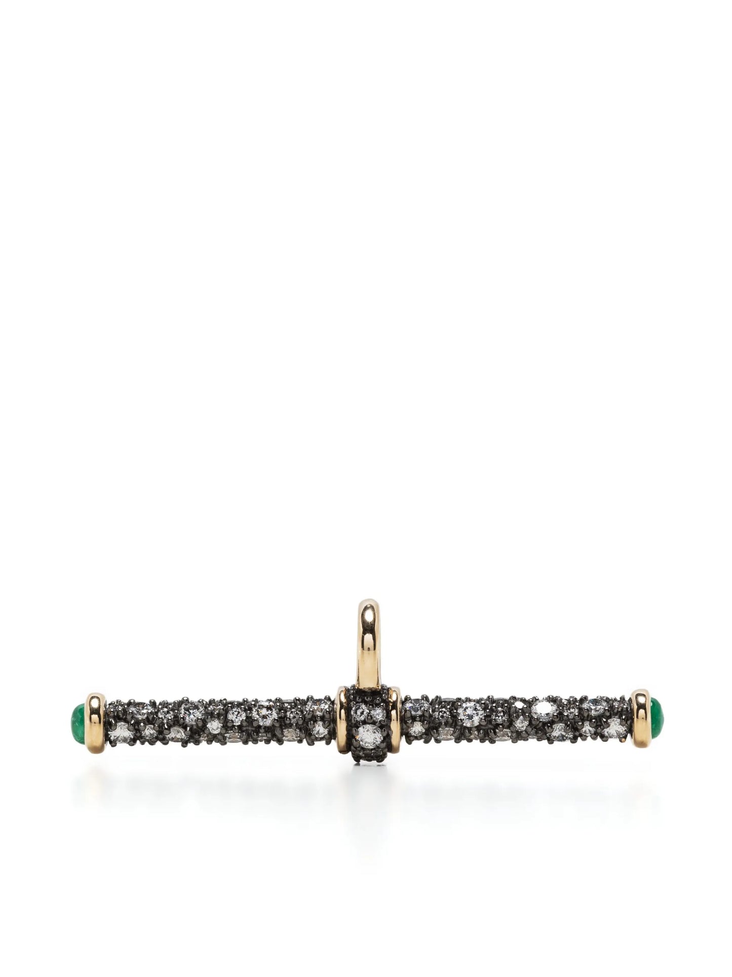 14kt yellow gold diamond and emerald T-bar pendant