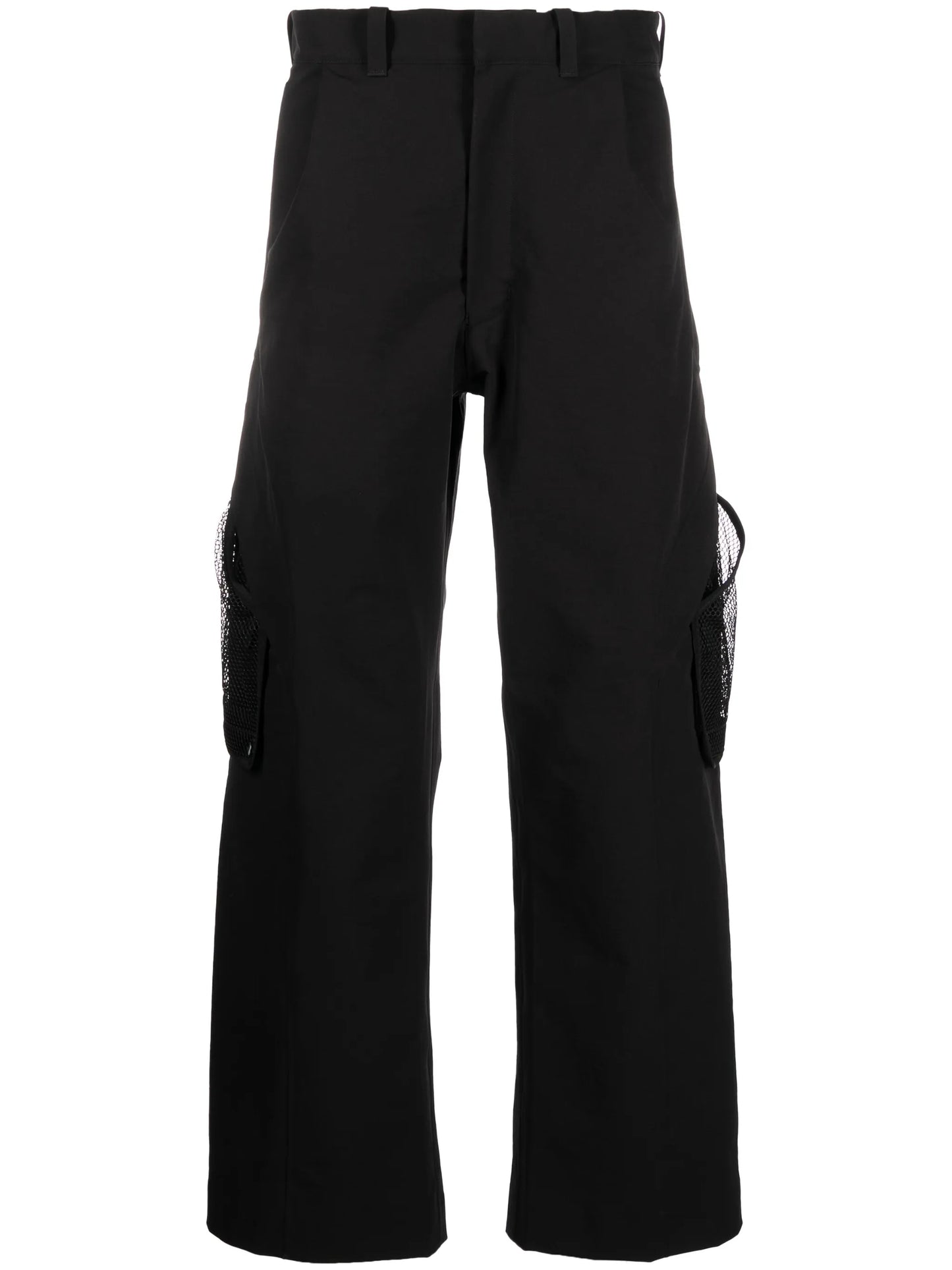 mesh-pockets straight-leg trousers