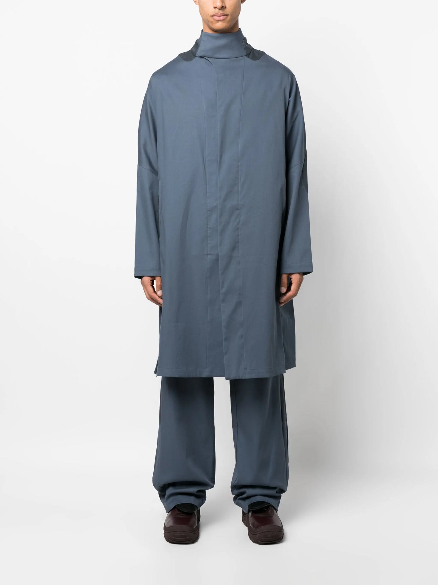 knee-length cotton trench coat