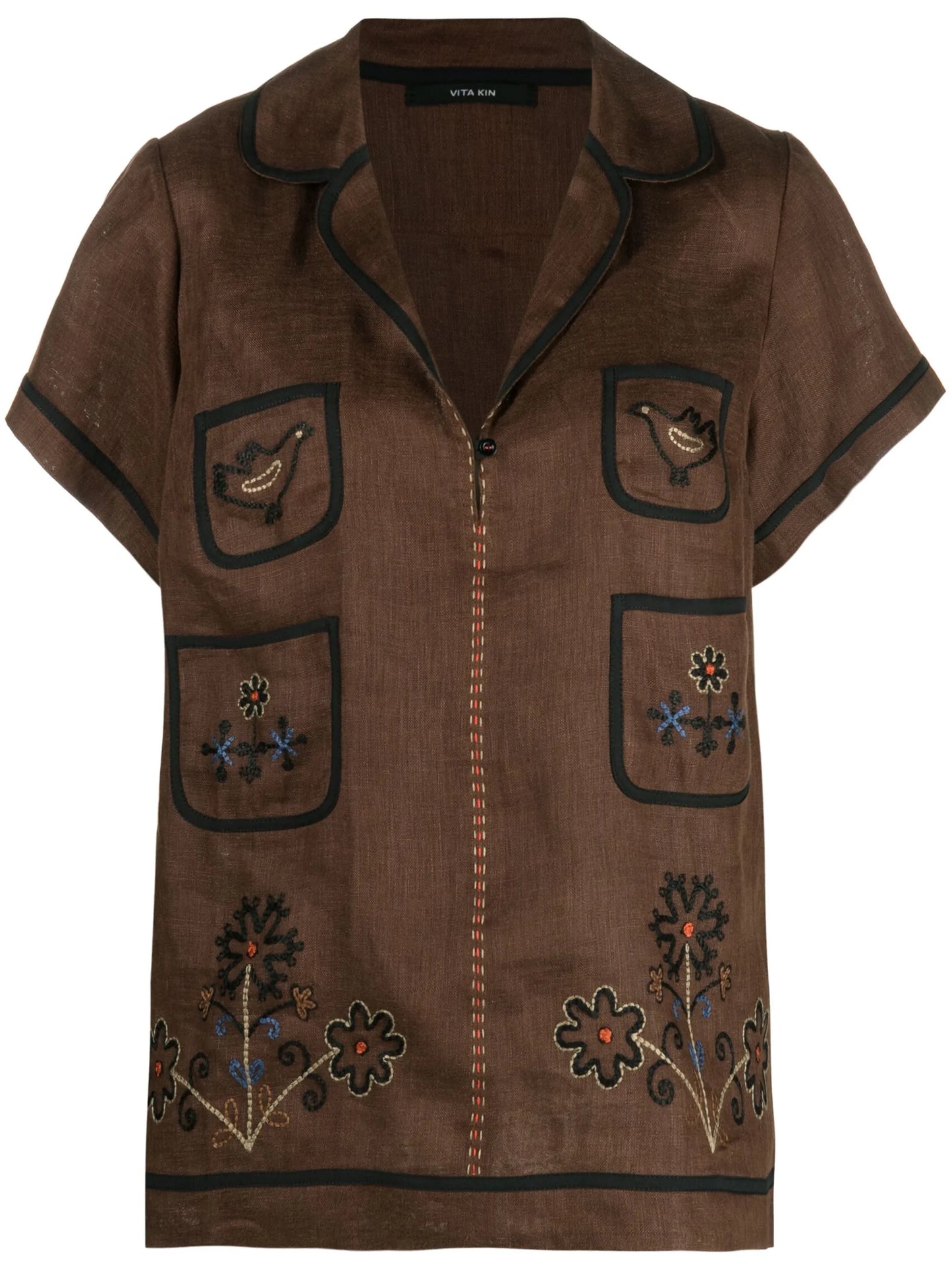 short-sleeve embroidered-design shirt