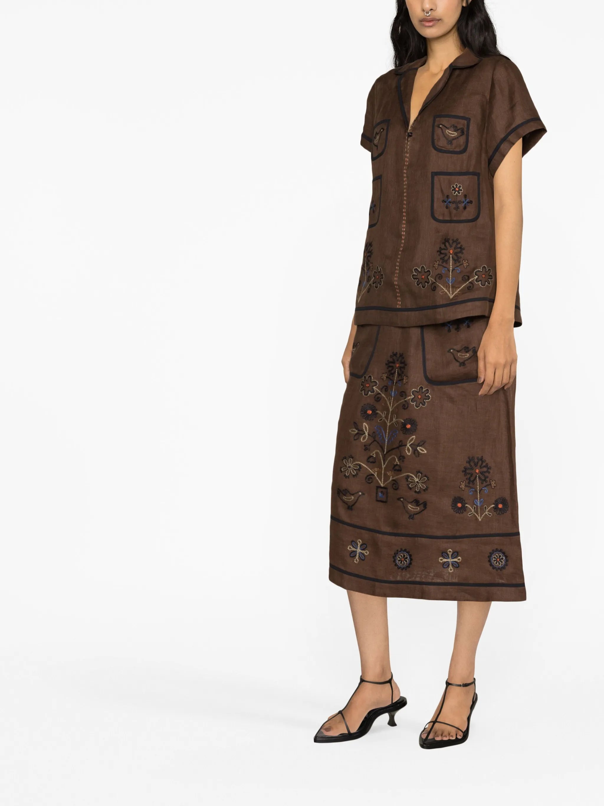 short-sleeve embroidered-design shirt