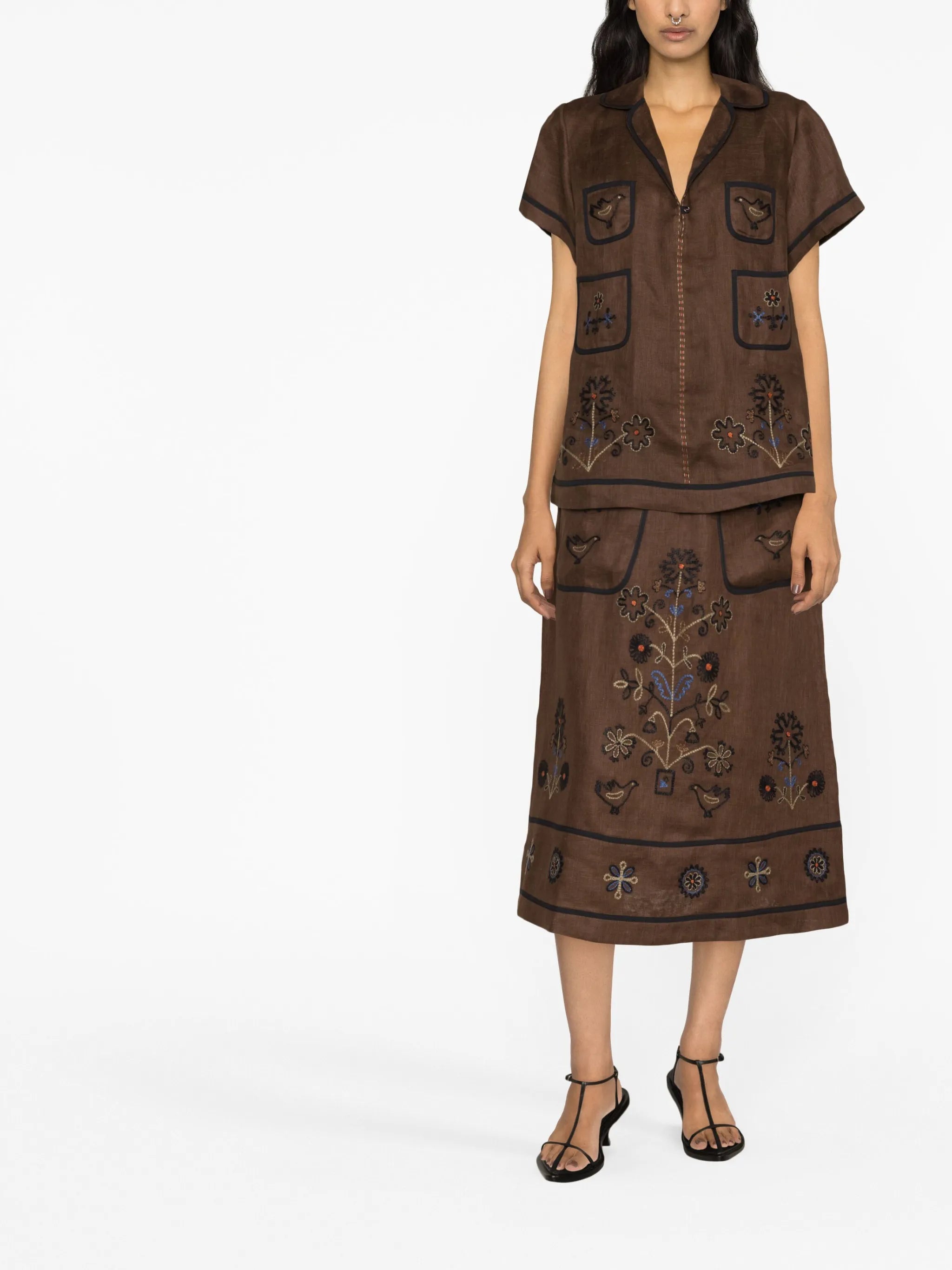 short-sleeve embroidered-design shirt