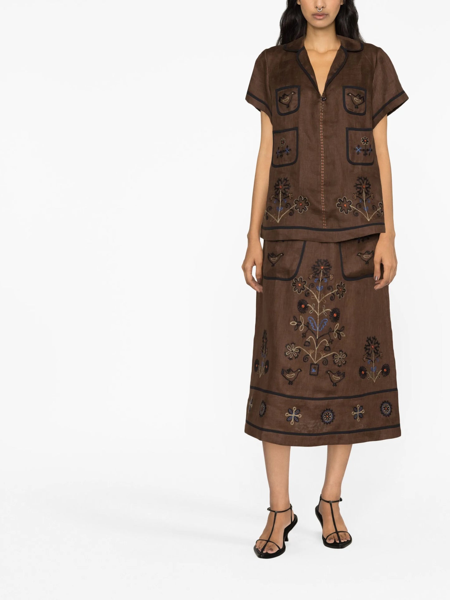 short-sleeve embroidered-design shirt