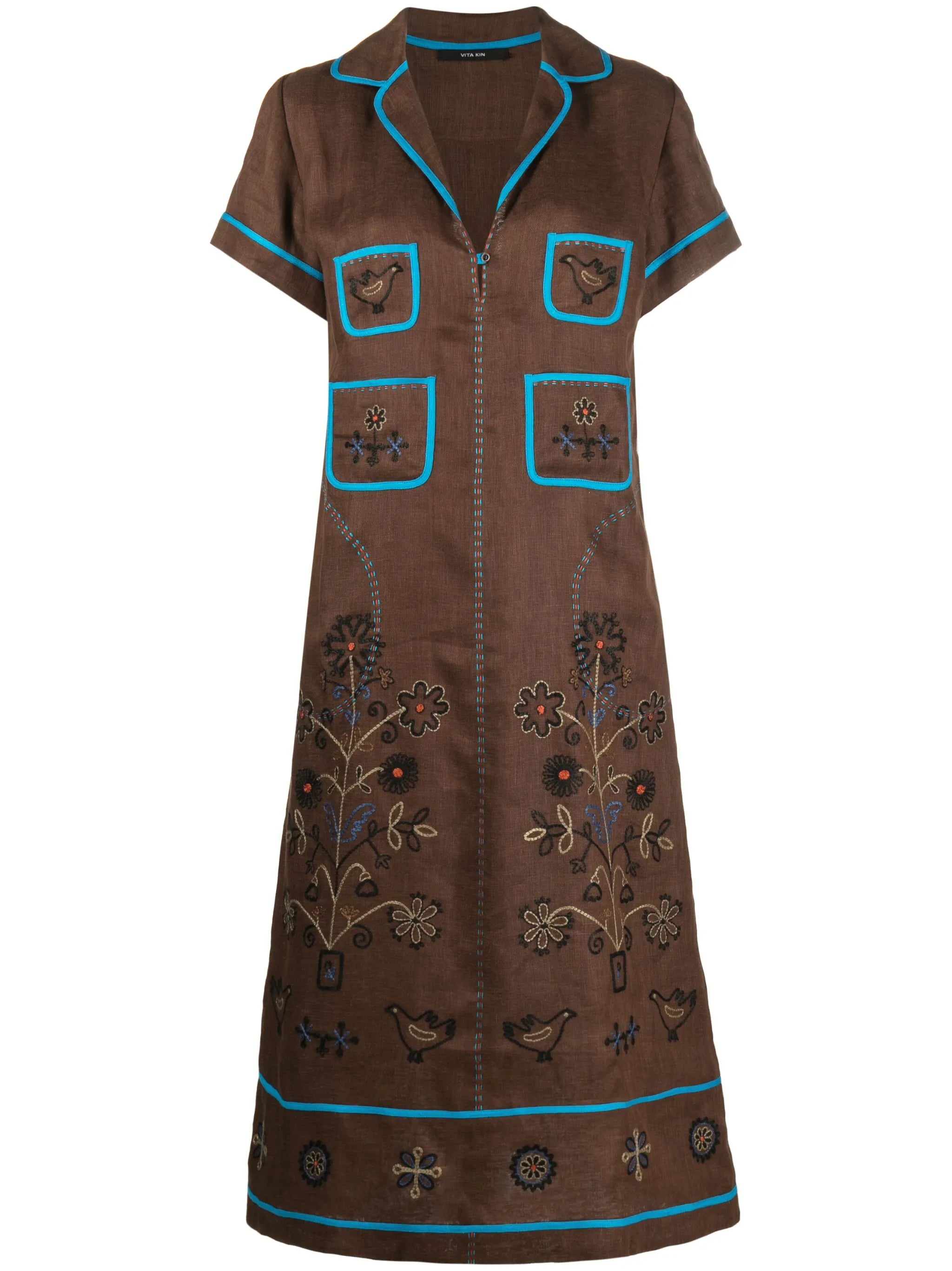 Misha embroidered midi dress