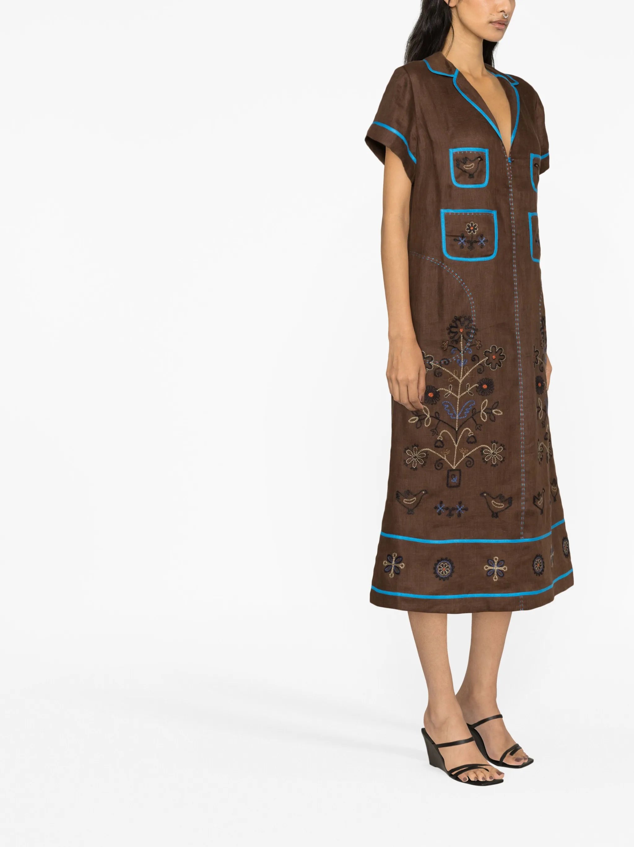 Misha embroidered midi dress
