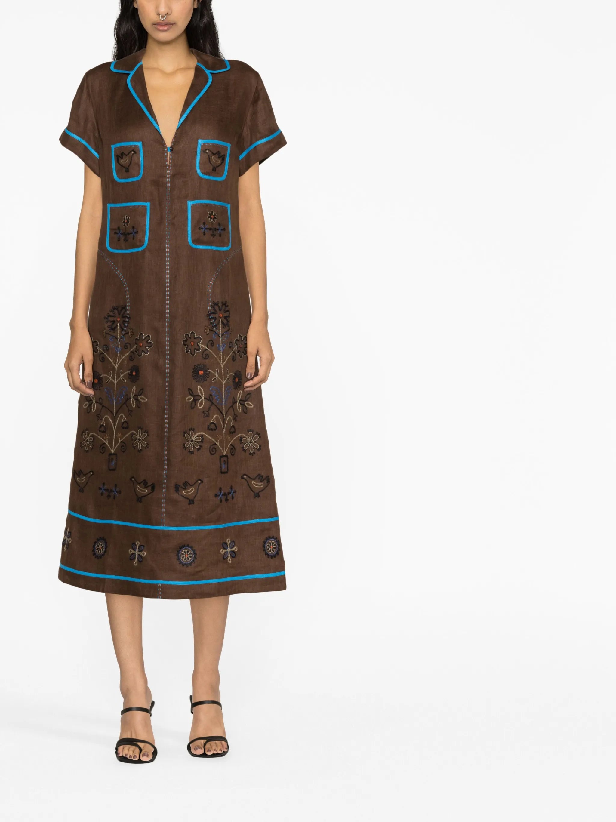 Misha embroidered midi dress