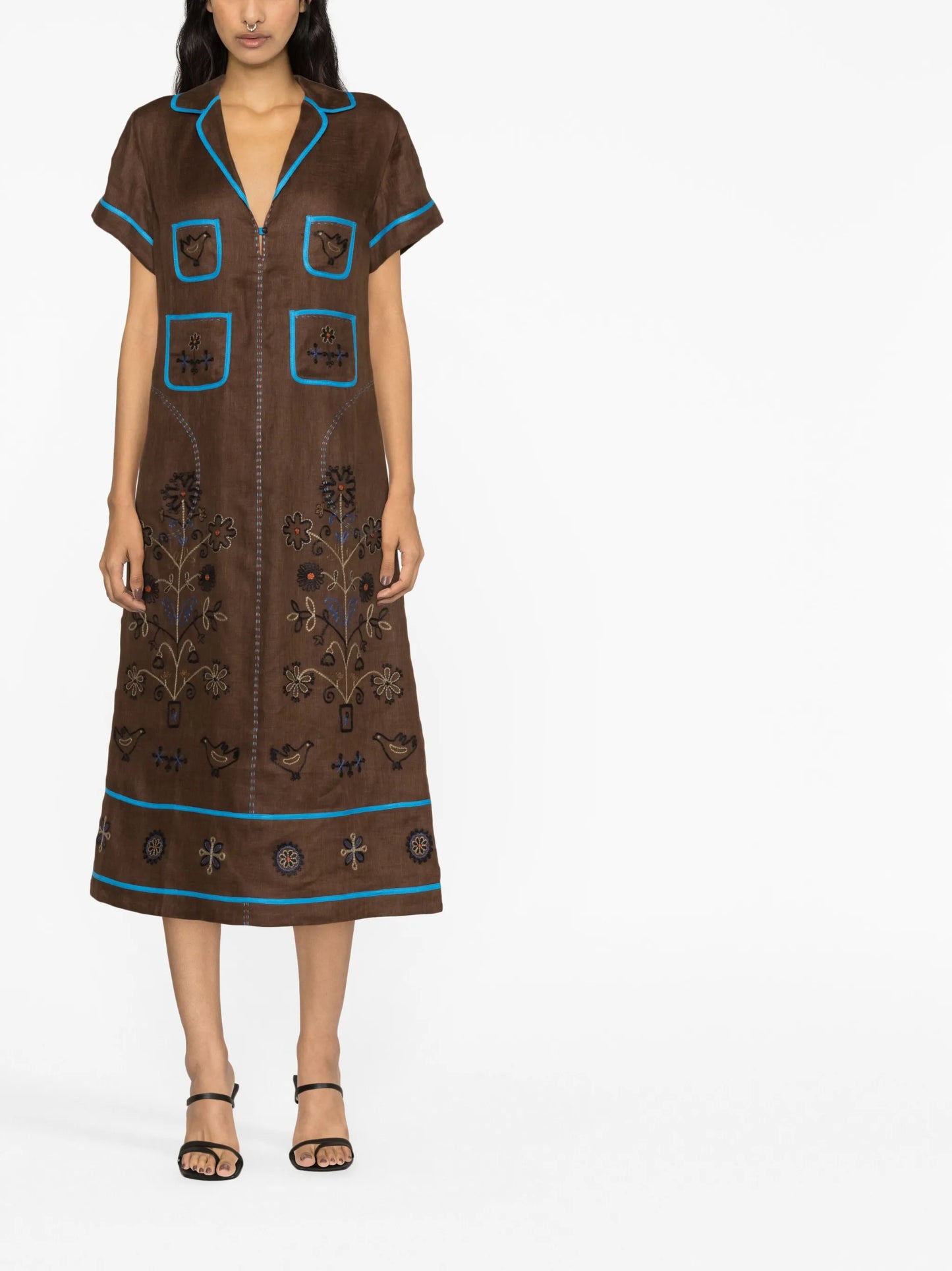 Misha embroidered midi dress