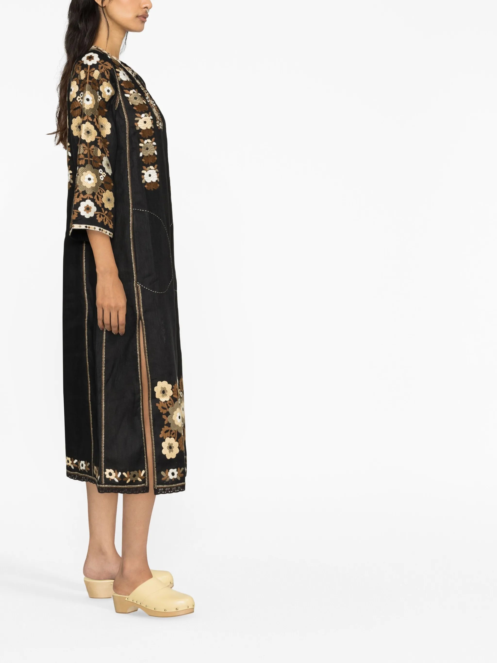 Amanda floral-embroidery midi dress