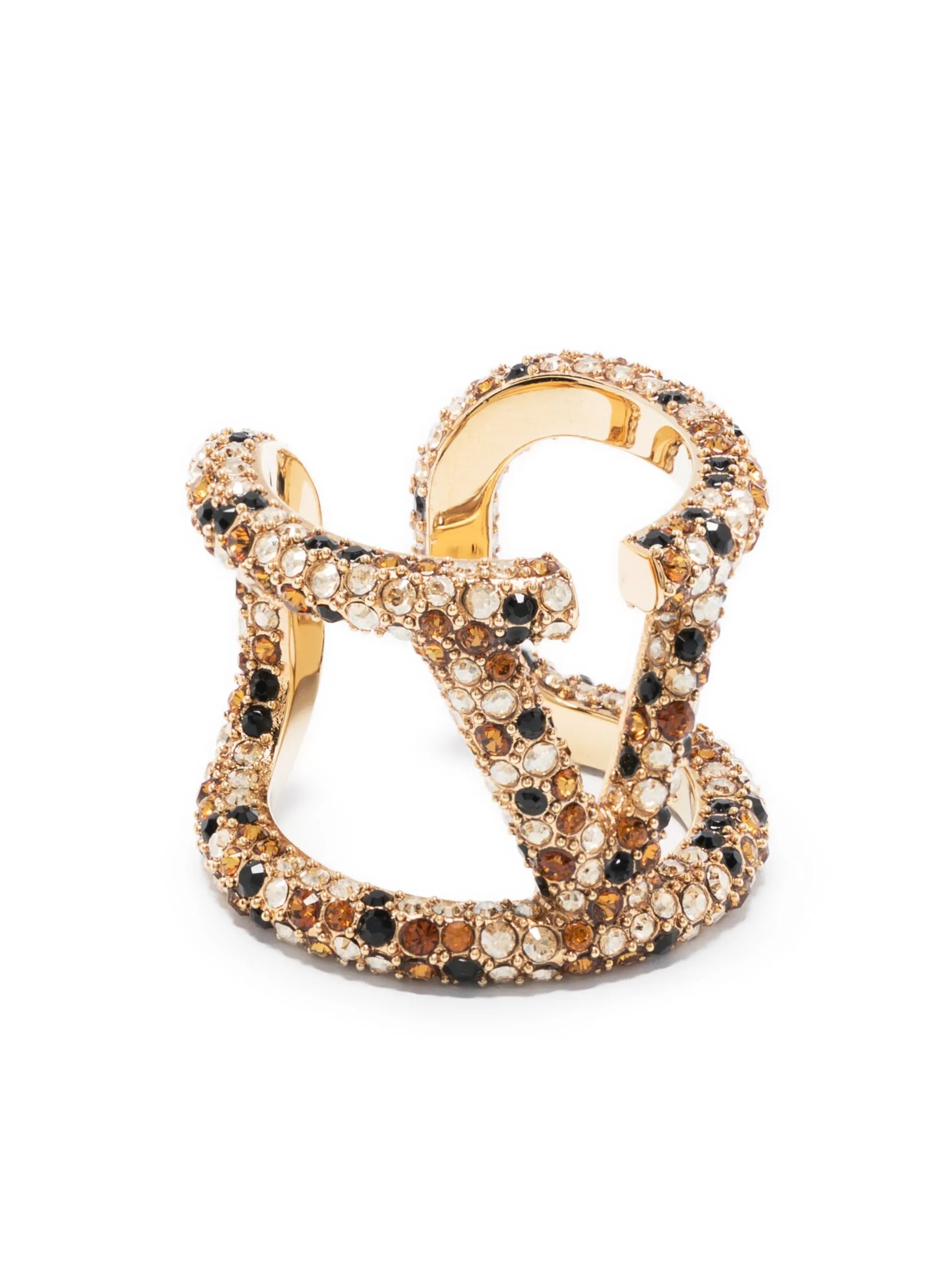 VLogo crystal-embellished ring
